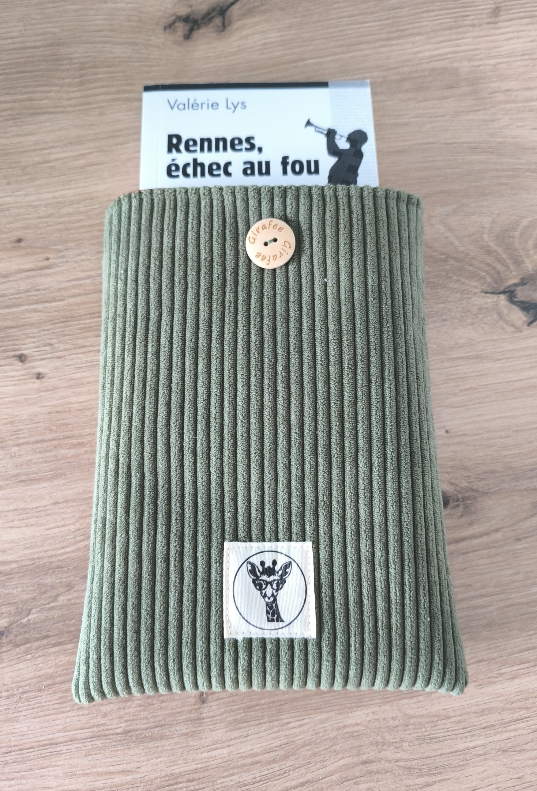 Housse liseuse ou livre de poche ECHO en velours kaki