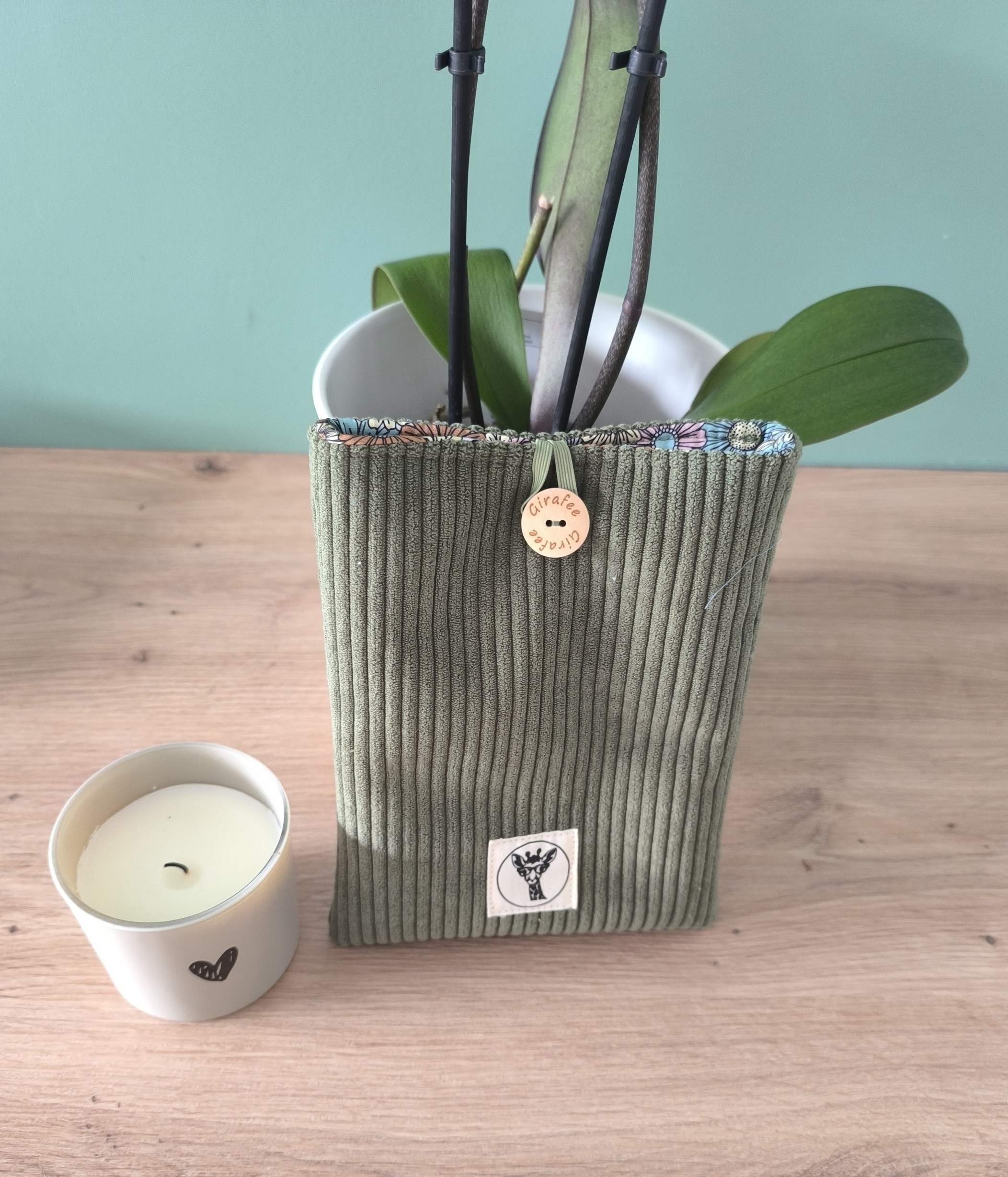 Housse liseuse ou livre de poche ECHO en velours kaki