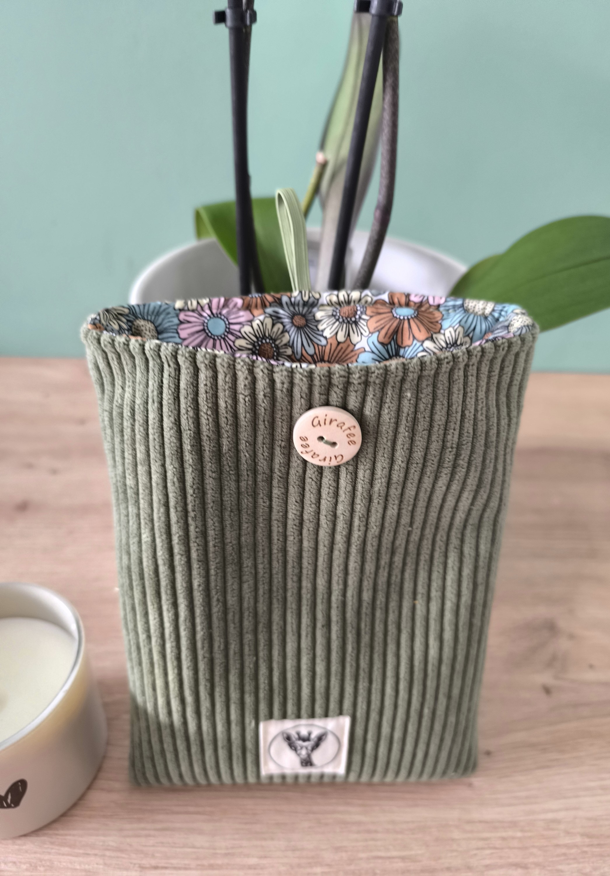 Housse liseuse ou livre de poche ECHO en velours kaki