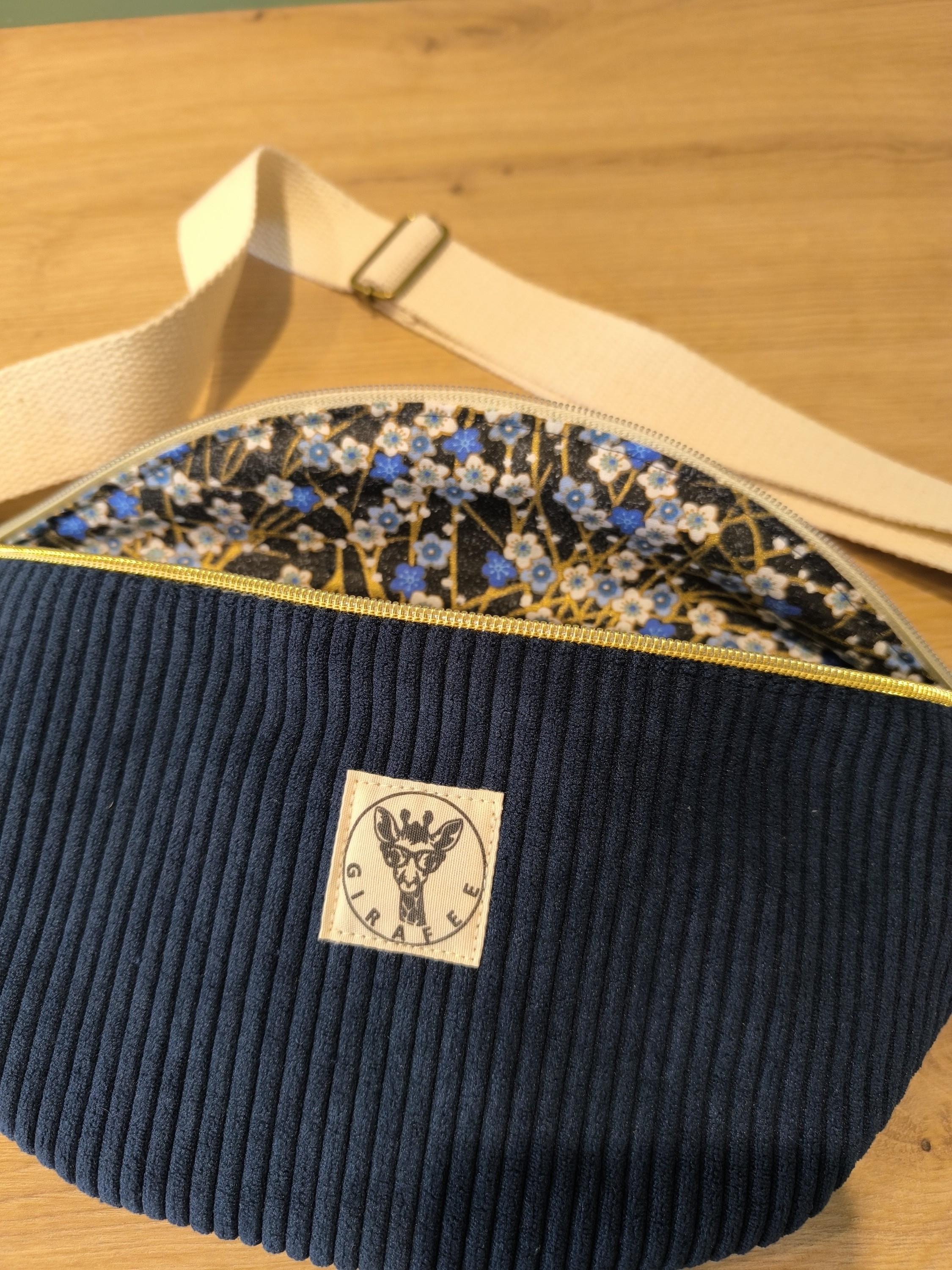 Sac banane GALAXY velours bleu marine