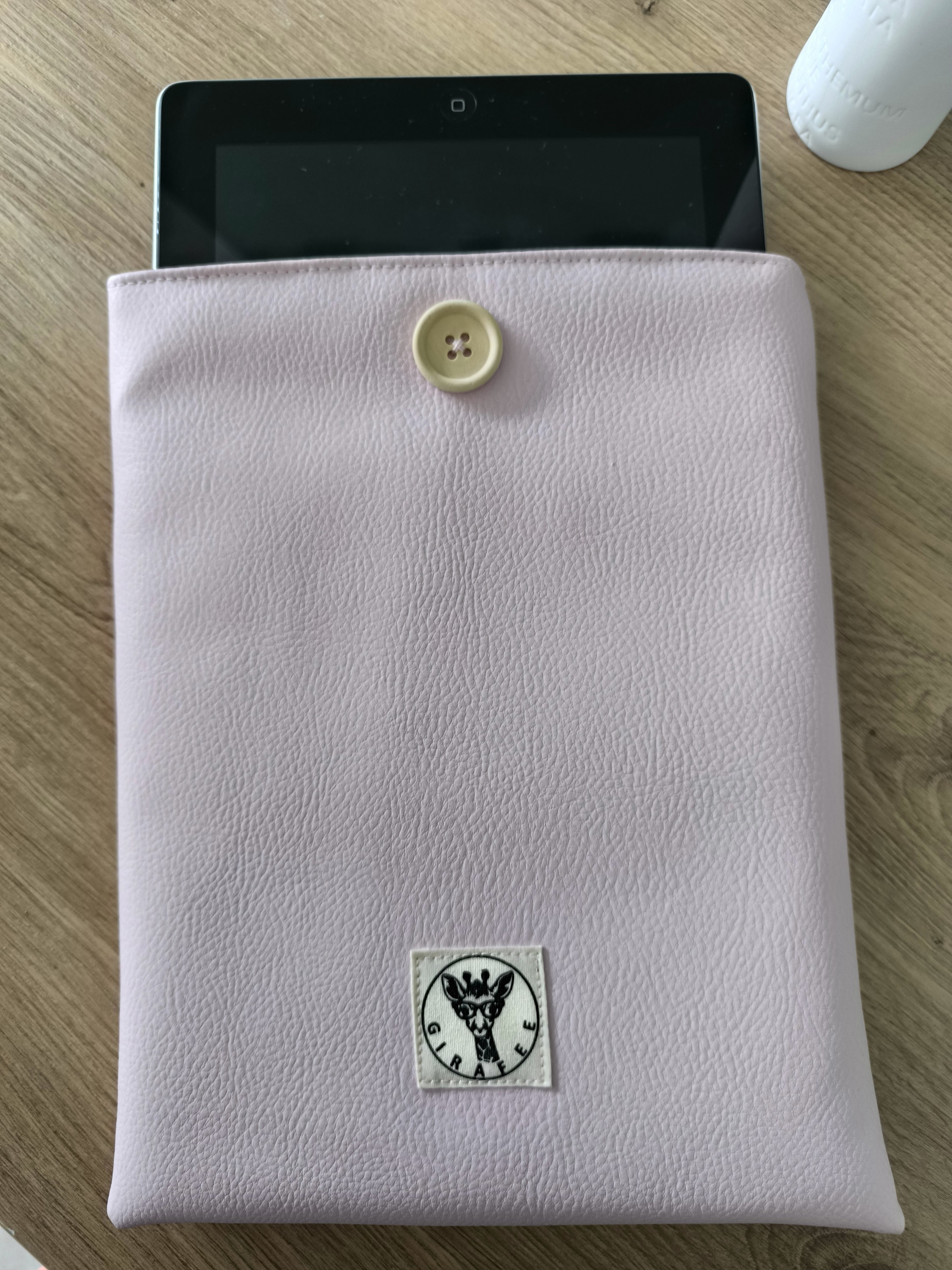 Housse tablette ou livré broché ASTRA en simili cuir rose pâle