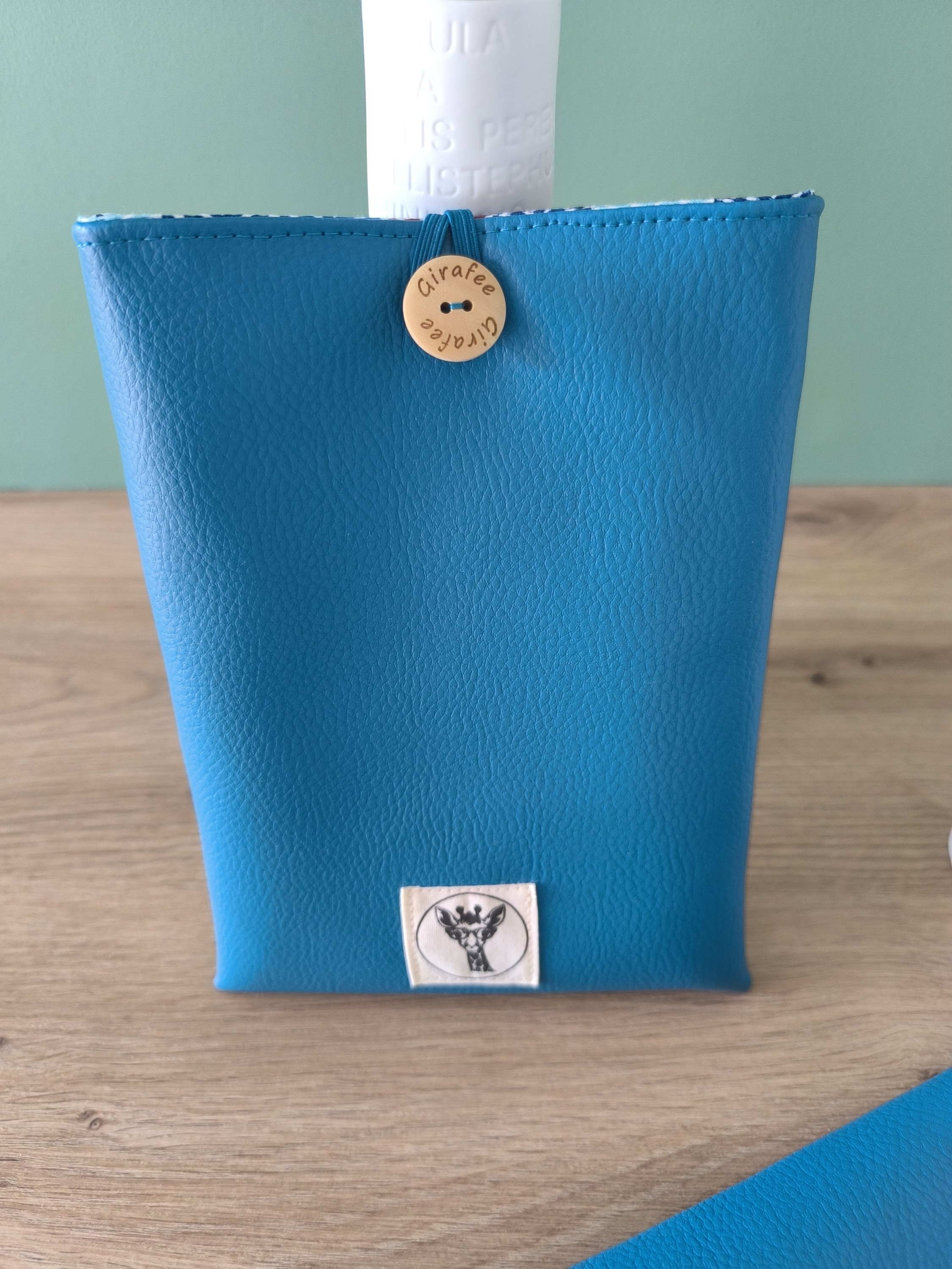 Housse liseuse ou livre de poche ECHO en simili cuir bleu canard