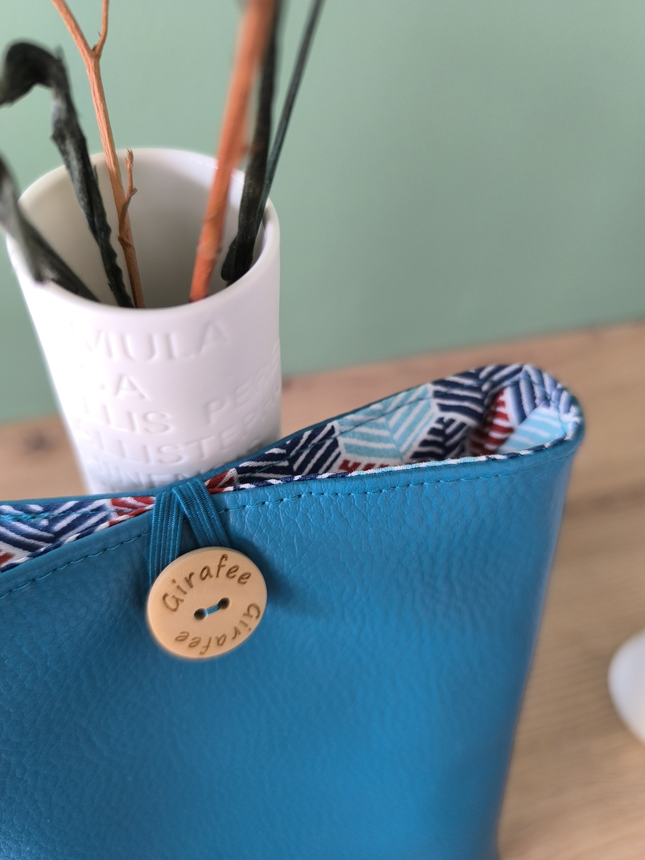 Housse liseuse ou livre de poche ECHO en simili cuir bleu canard