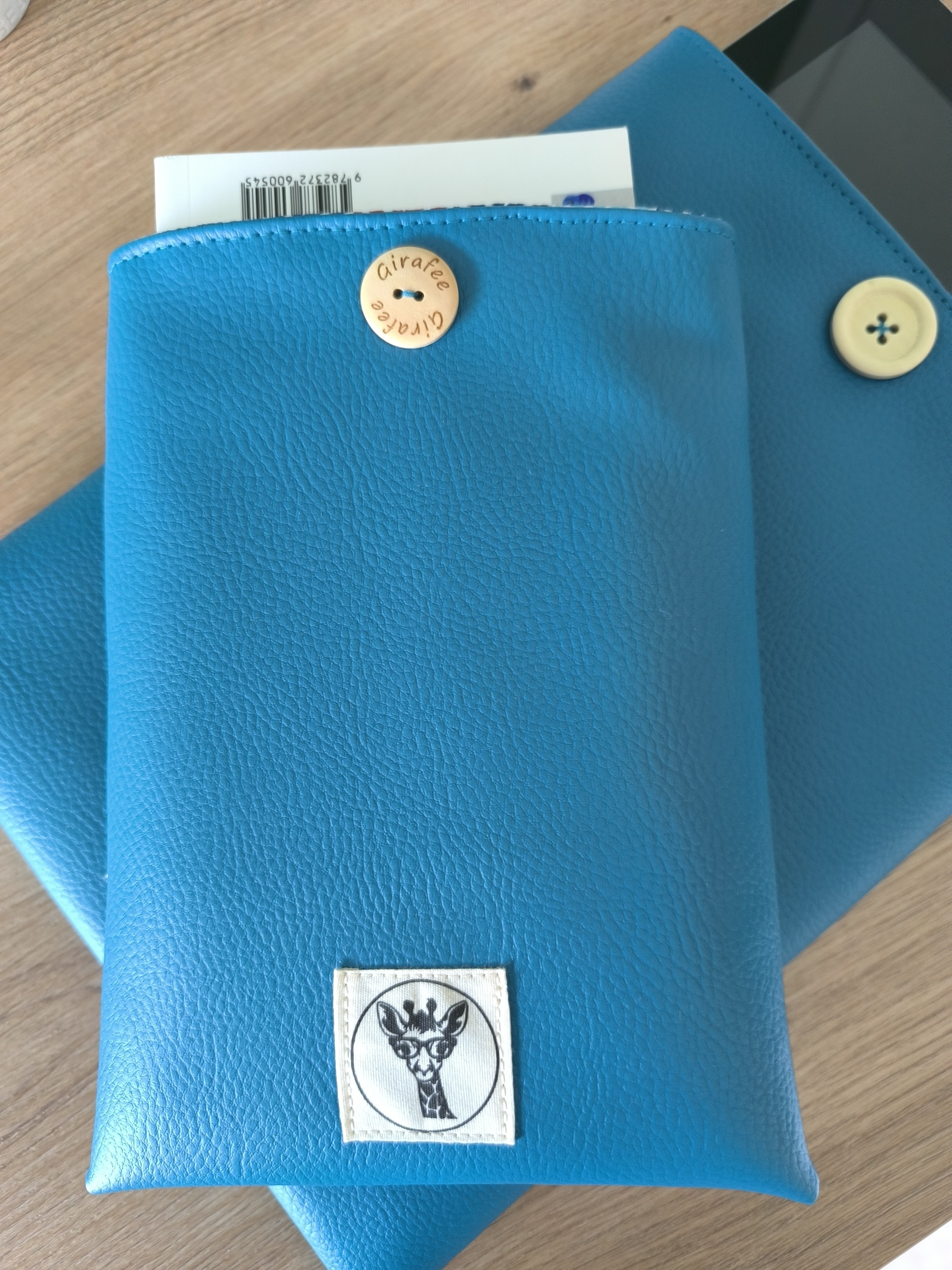 Housse liseuse ou livre de poche ECHO en simili cuir bleu canard