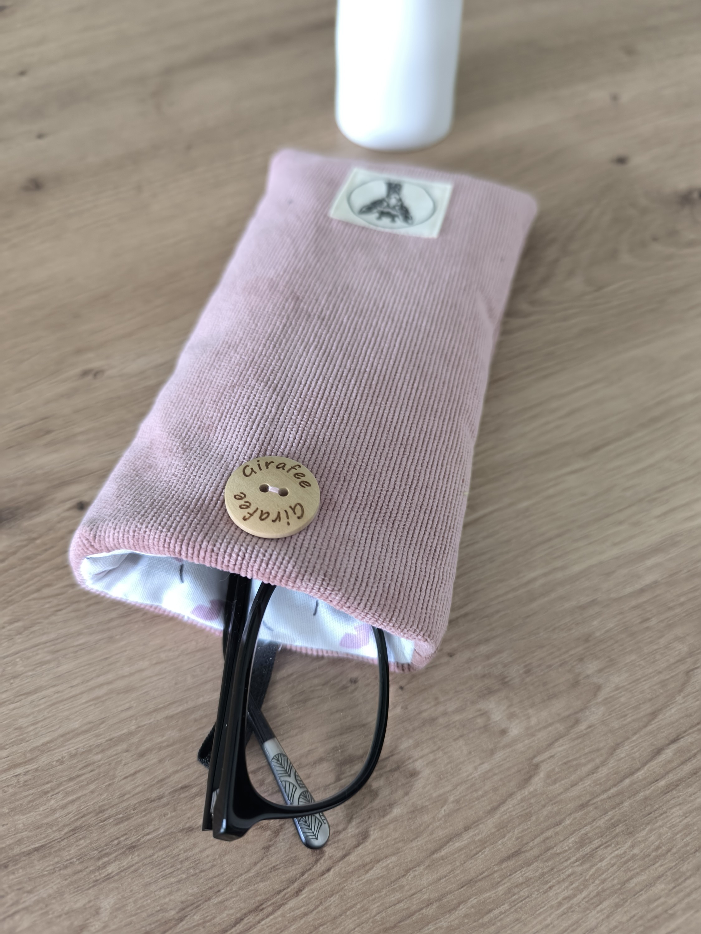 Etui à lunettes PLUTON en velours rose pâle