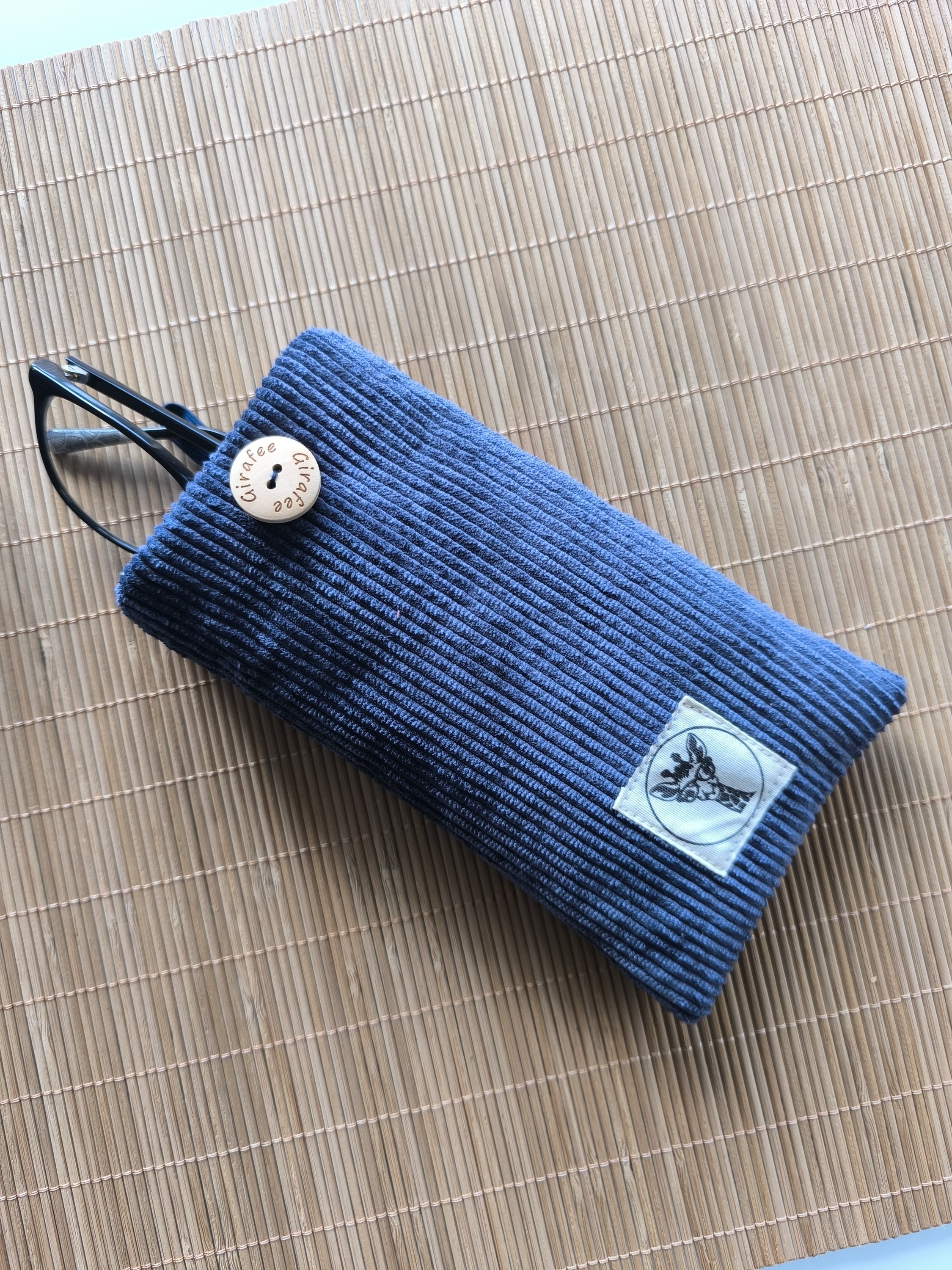 Etui à lunettes PLUTON en velours bleu ardoise