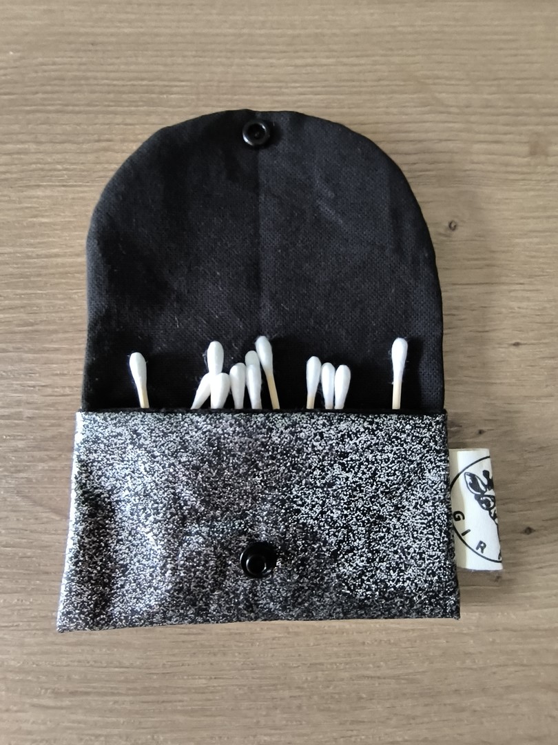 Pochette cotons / cotons-tiges ZEPHYR noir pailleté