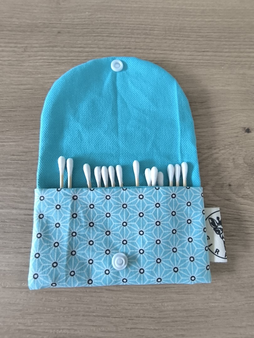Pochette cotons / cotons-tiges ZEPHYR turquoise