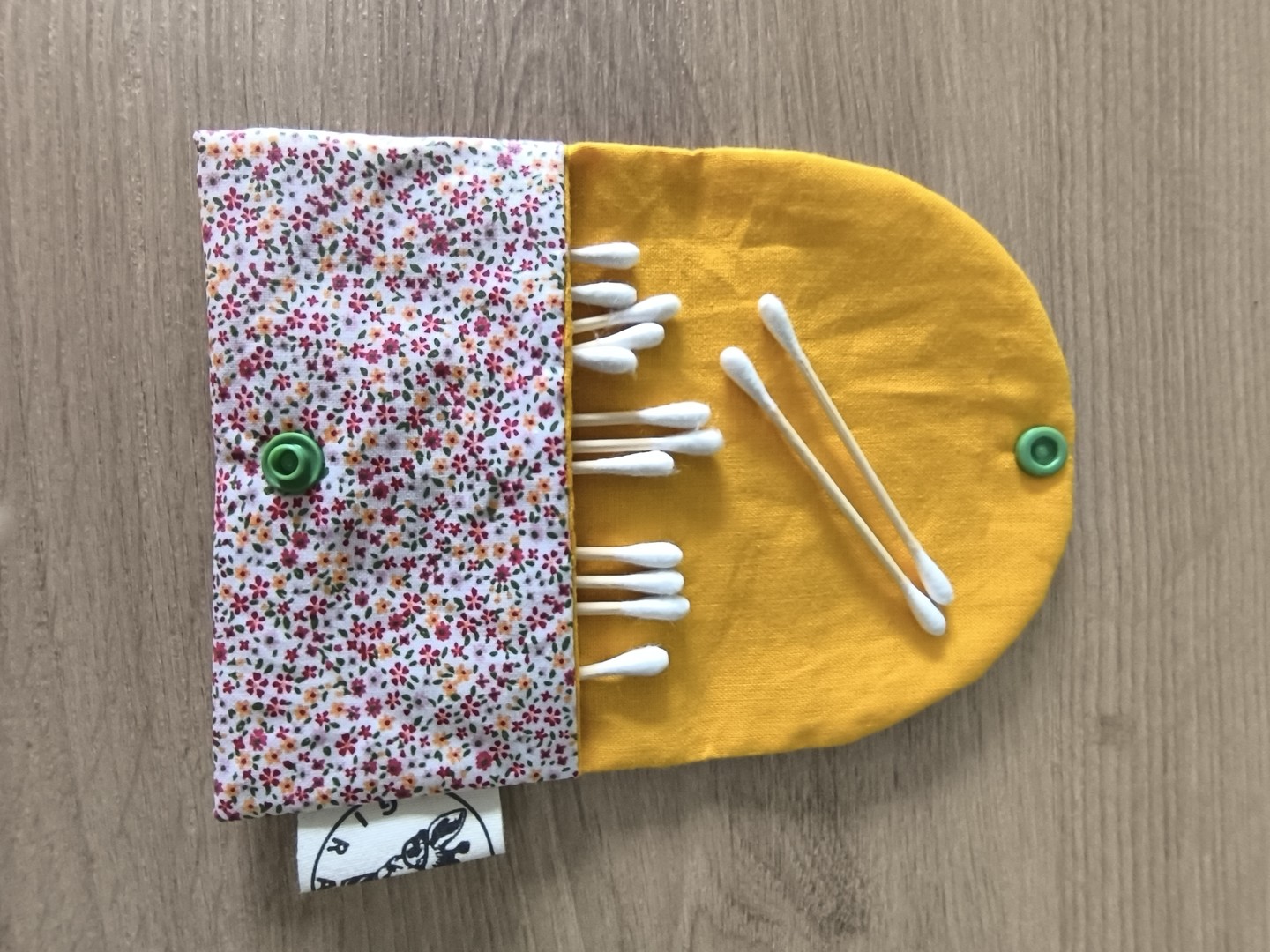 Pochette cotons / cotons-tiges ZEPHYR petite fleur rose