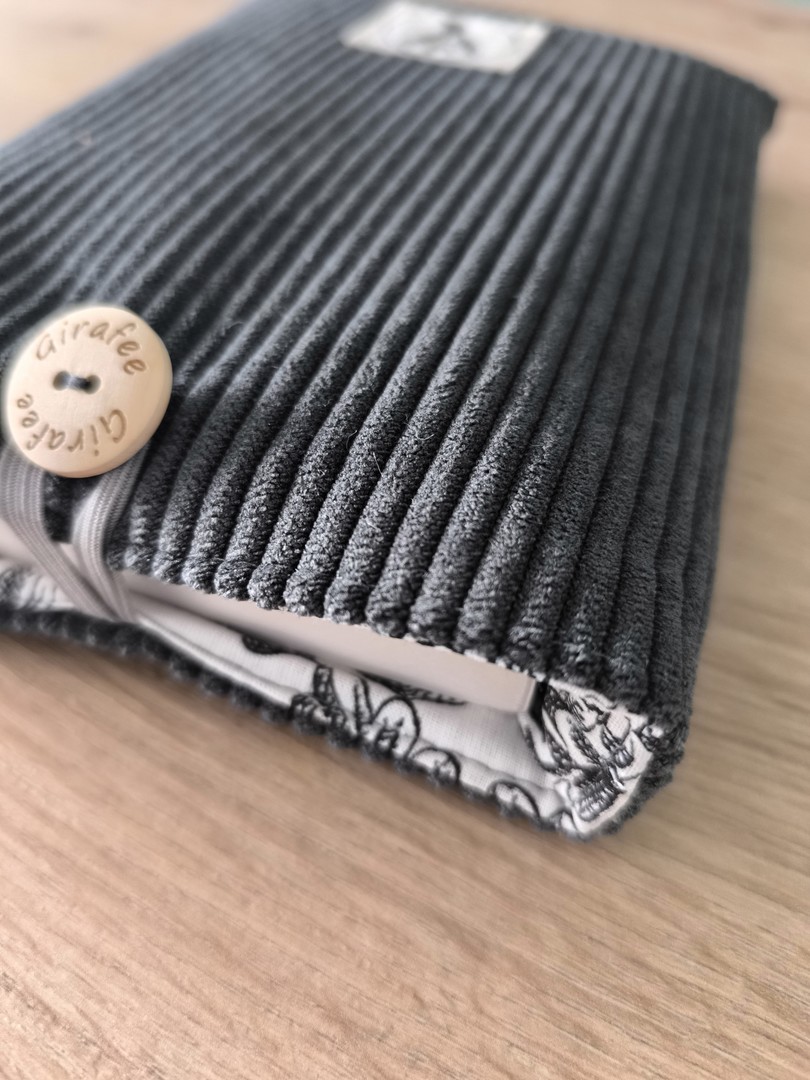 Housse liseuse ou livre de poche ECHO en velours gris anthracite