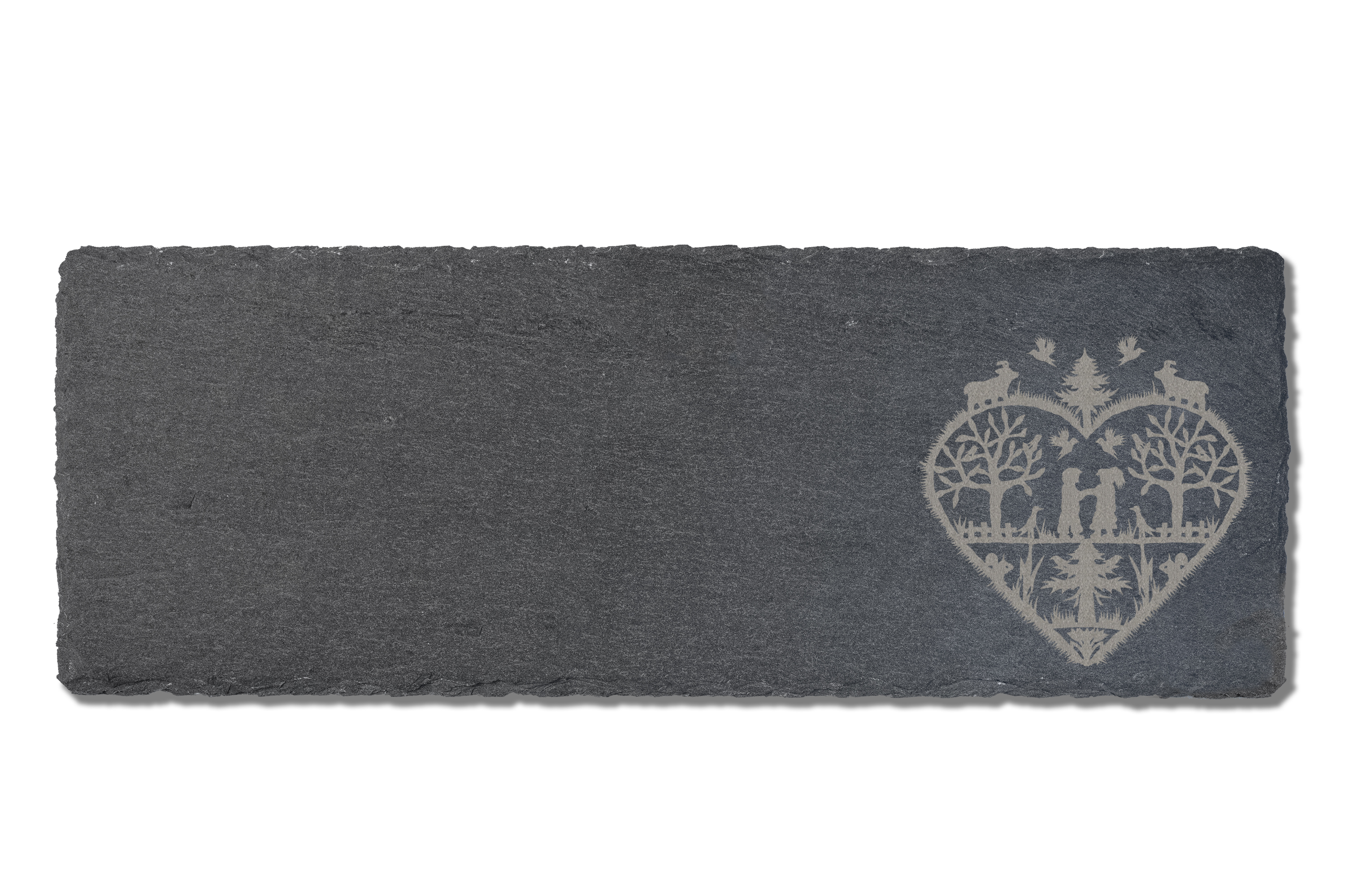 30x11cm Slate board with Swiss cut out inspired motif / Planche apéro en ardoise avec motif inspiré par les découpages Suisse