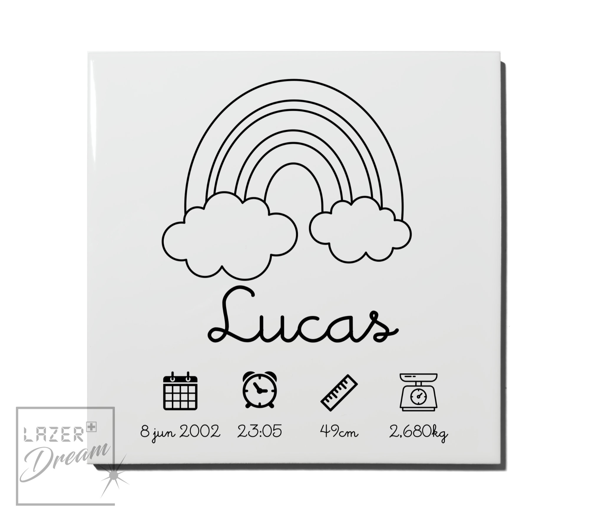 20x20cm White ceramic tile special event decor / Événements spéciaux décor en carreau de faïence