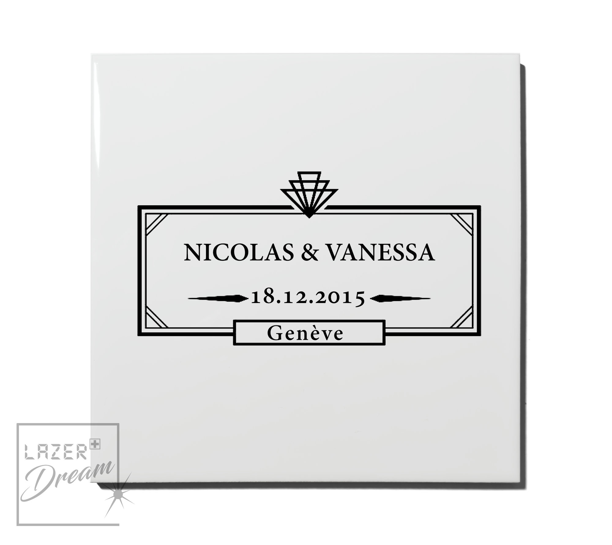 20x20cm White ceramic tile special event decor / Événements spéciaux décor en carreau de faïence