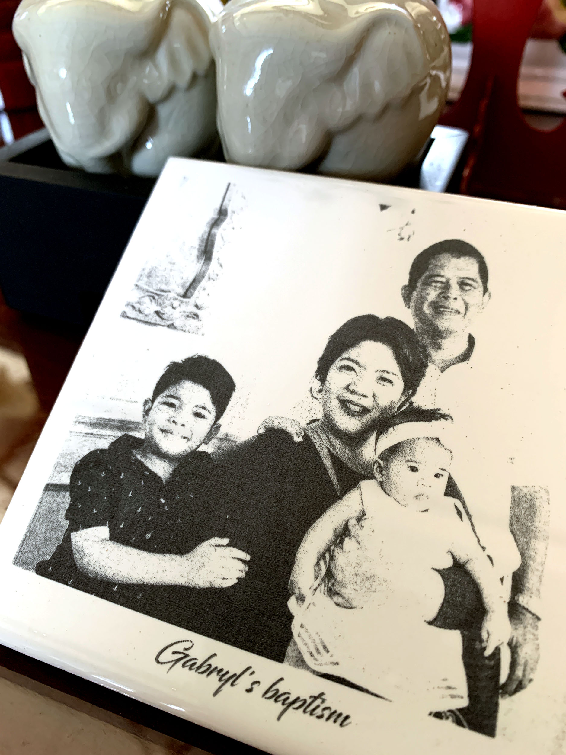 10.8x10.8cm white ceramic tile with your special photo / Votre photo en carreau de faïence