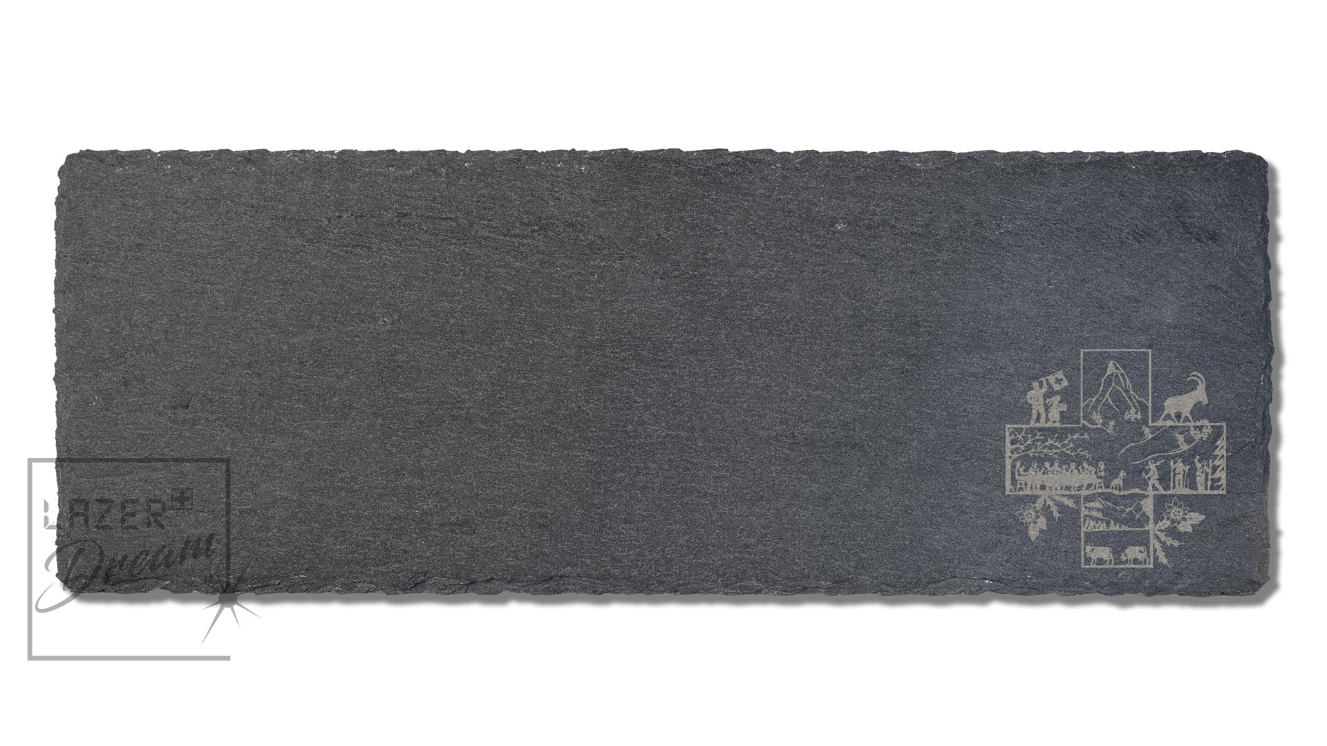 30x11cm Slate board with Swiss cut out inspired motif / Planche apéro en ardoise avec motif inspiré par les découpages Suisse