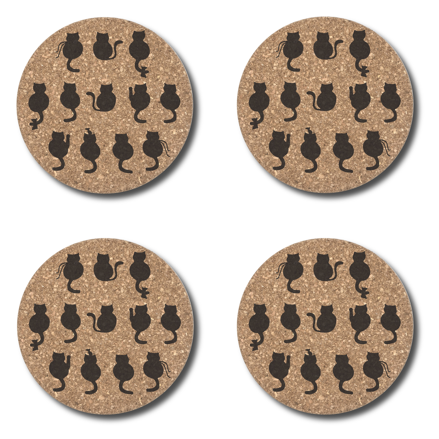 Cork coasters with pet motifs  / Dessous de verre en liège avec motifs d'animaux de compagnie