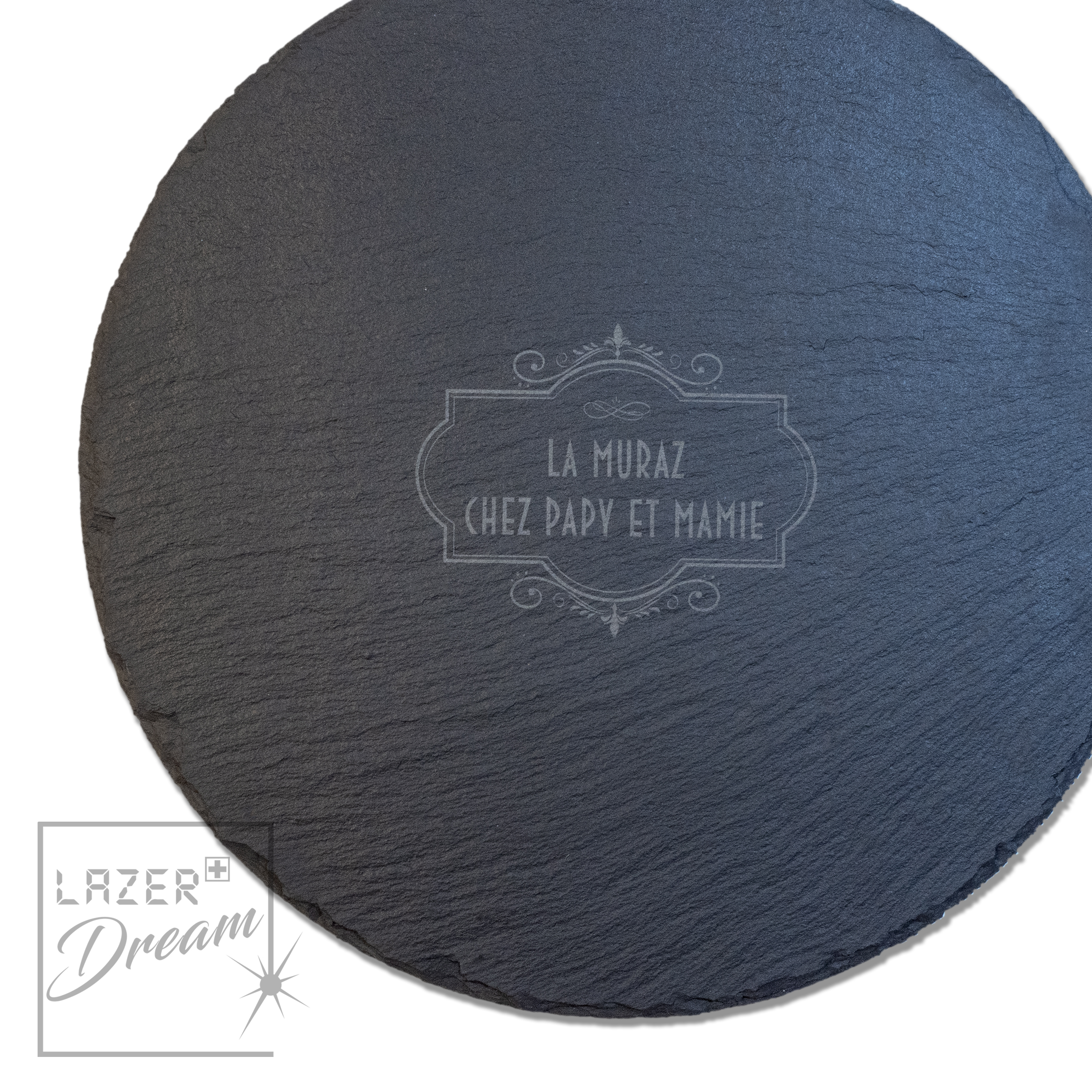 28cmØ Slate board - Customizable / Planche apéro en ardoise personnalisable
