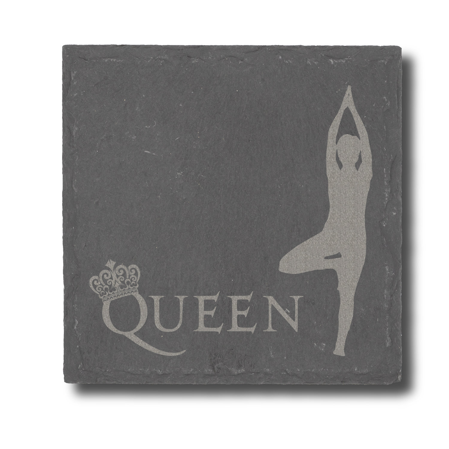 Slate coasters with "Queen of" motifs  / Dessous de verre en ardoise avec motifs "Queen of"