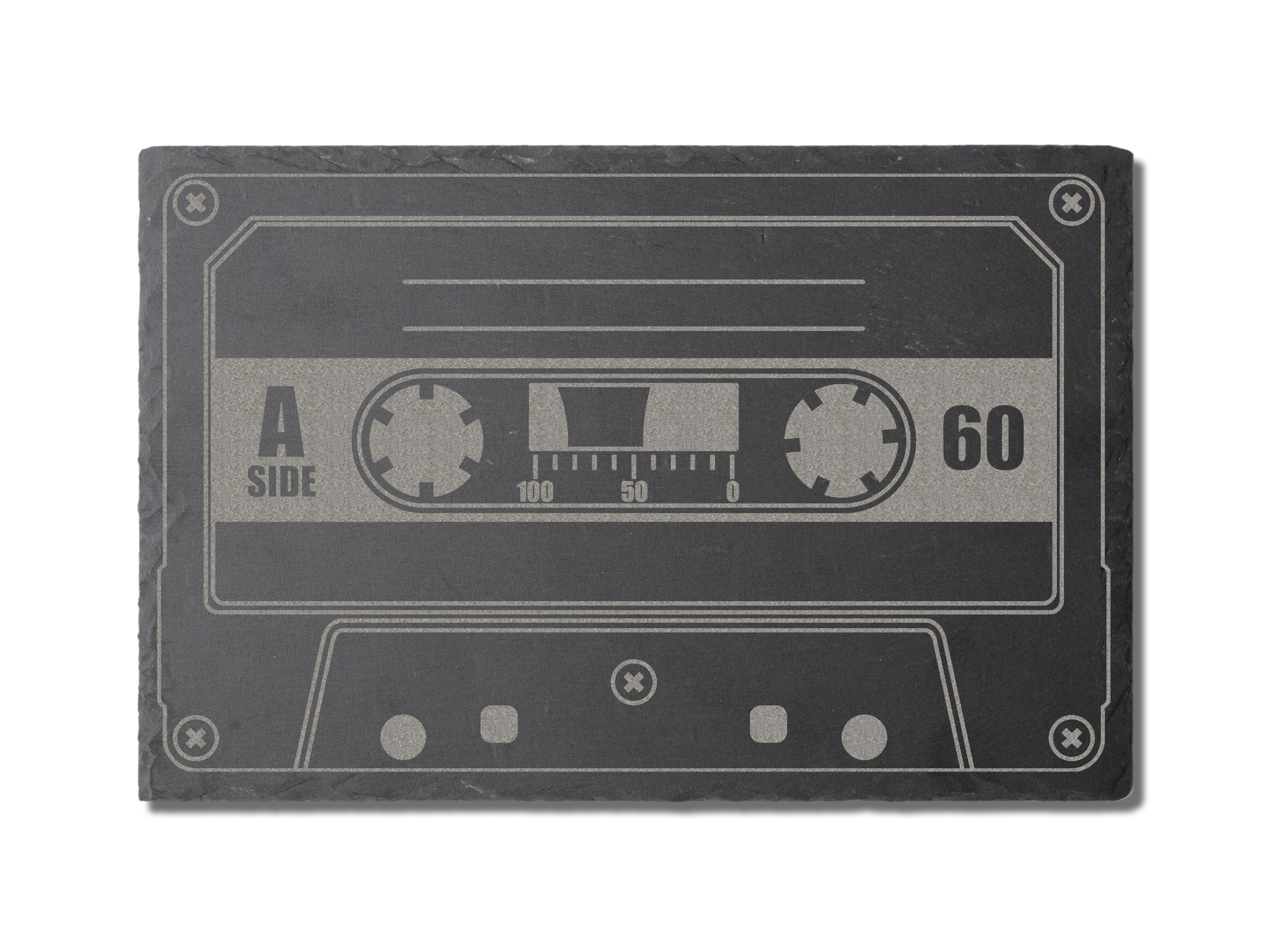 30x20cm Slate board with cassette tape motif - Customizable / Planche apéro en ardoise avec motif cassette tape personnalisable