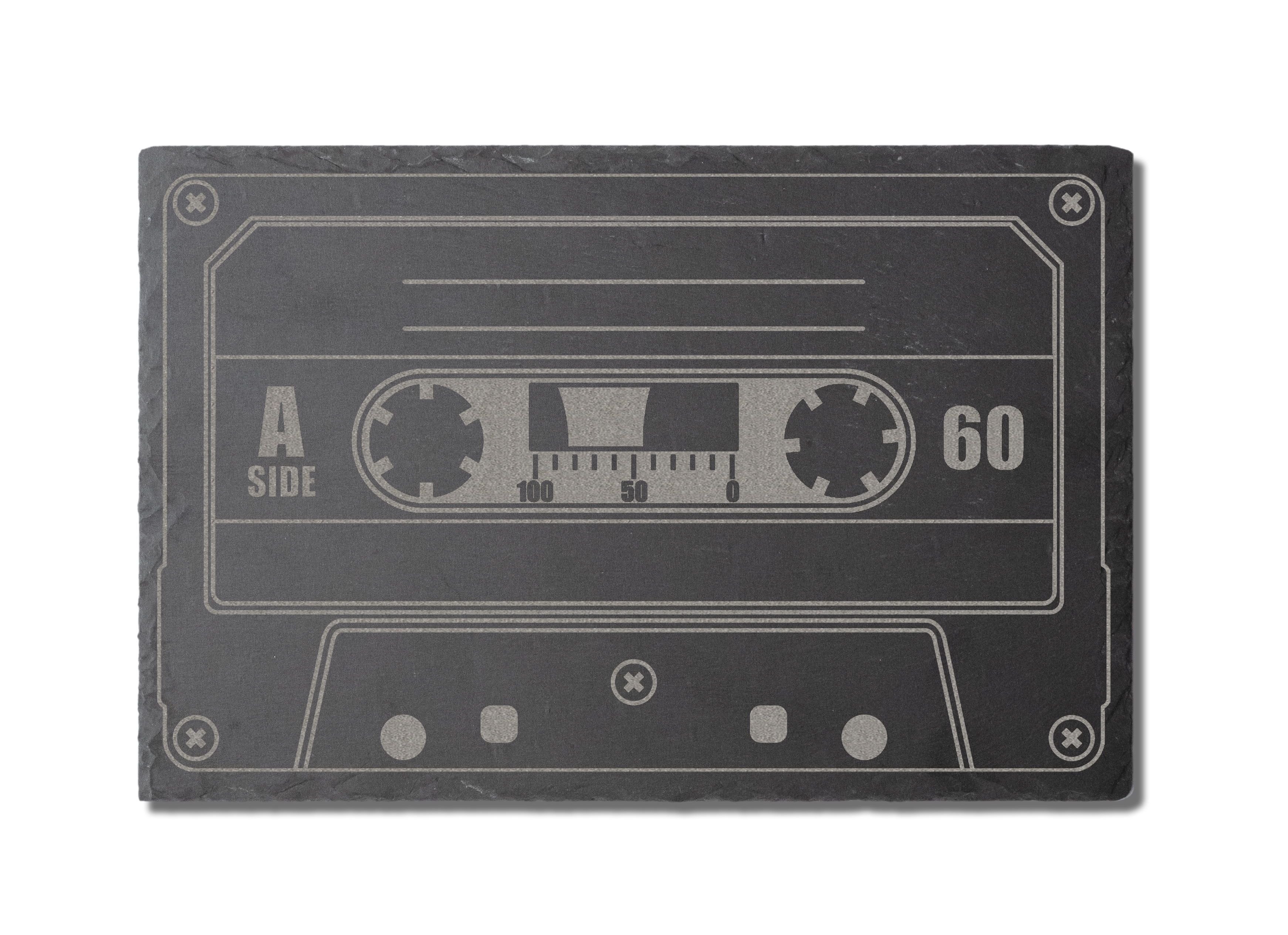 30x20cm Slate board with cassette tape motif - Customizable / Planche apéro en ardoise avec motif cassette tape personnalisable