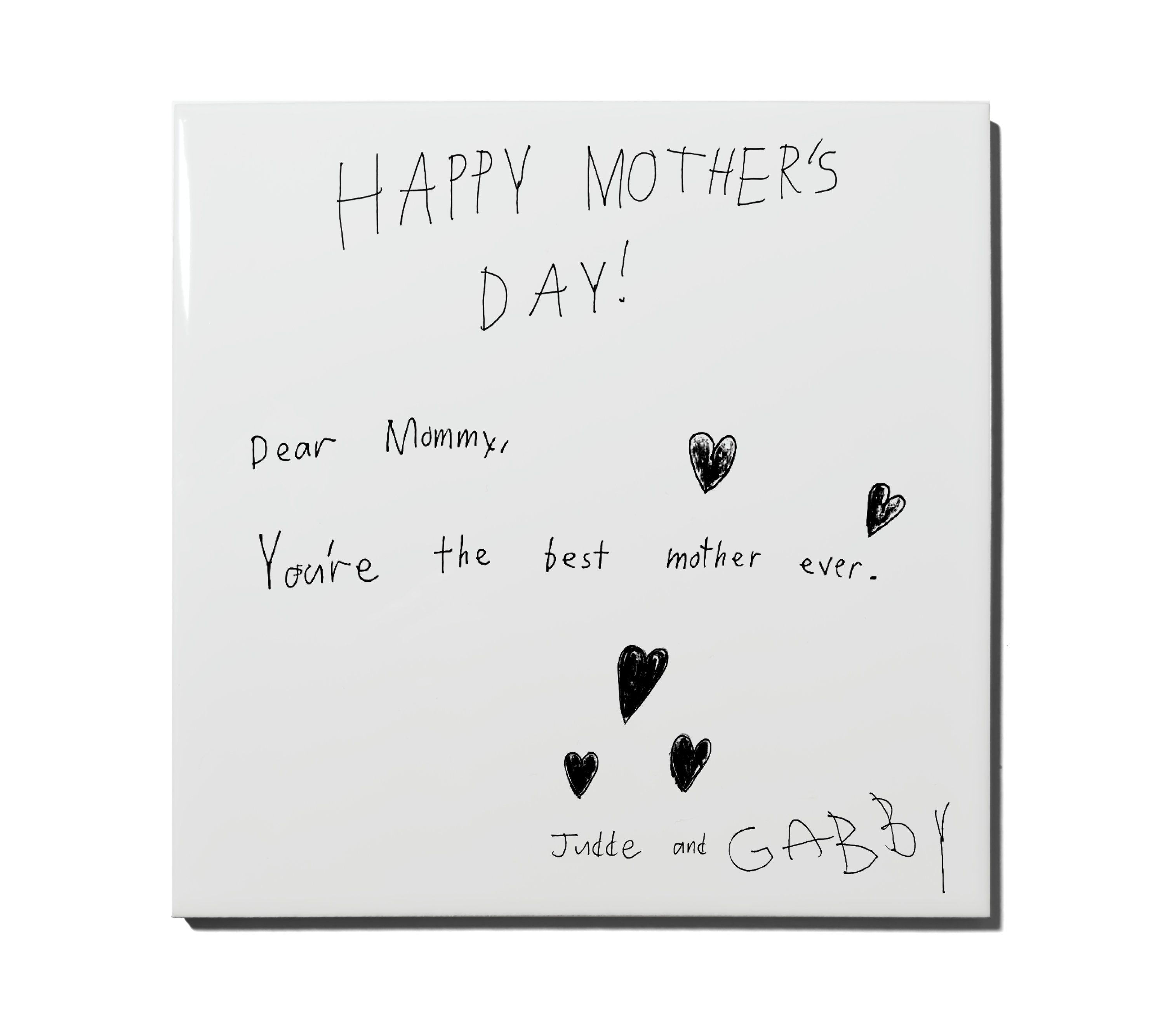 10.8x10.8cm White ceramic tile with your logo or design / Votre logo ou création en carreau de faïence