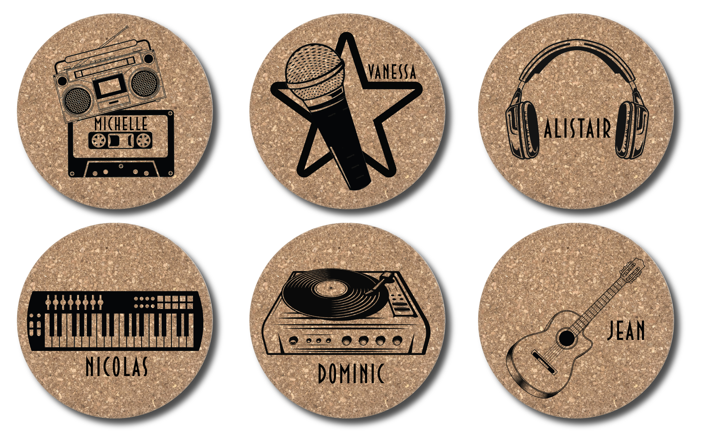 Cork coasters - Customizable / Dessous de verre en liège personnalisables