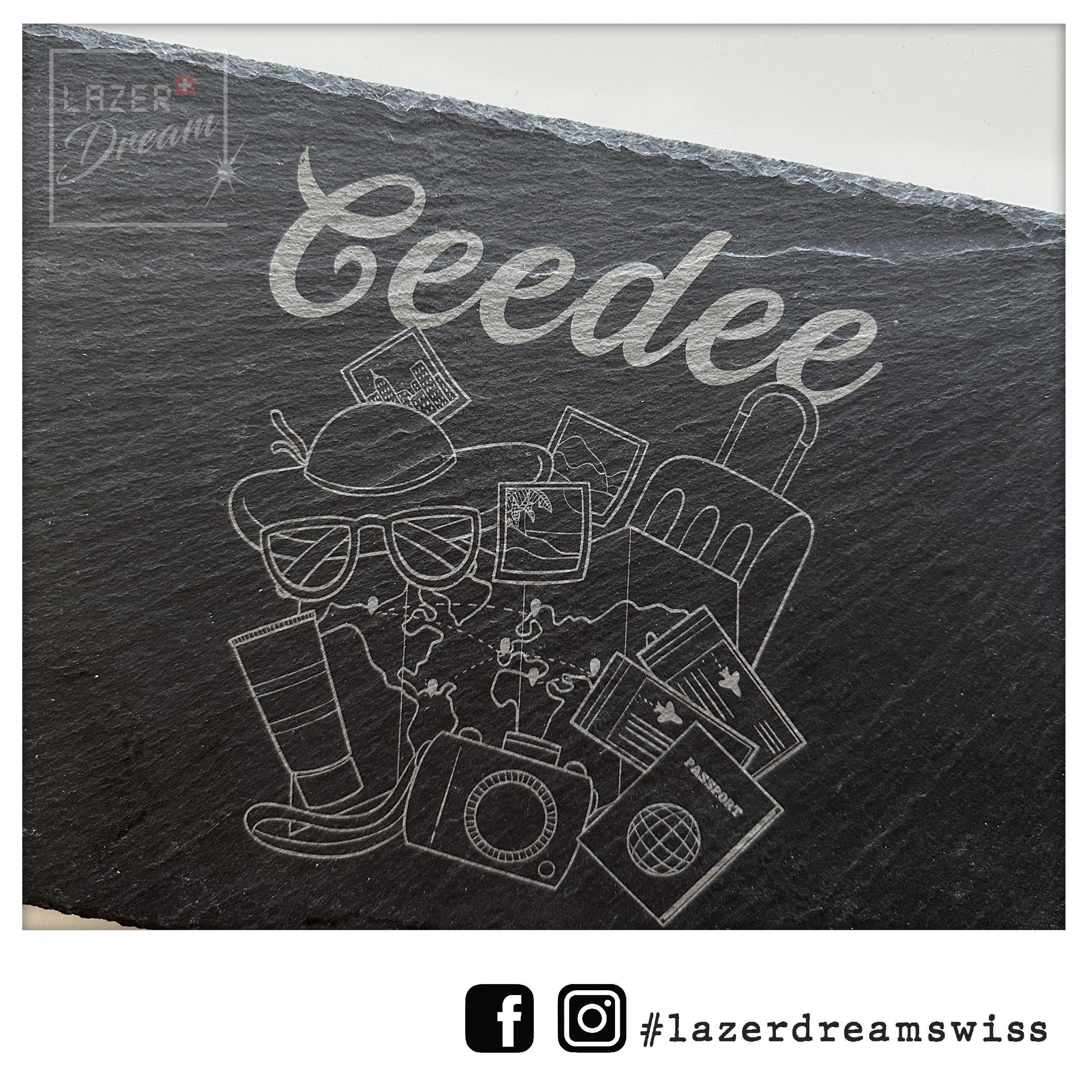 30x20cm Slate board with your logo or design / Planche apéro en ardoise avec votre logo ou création