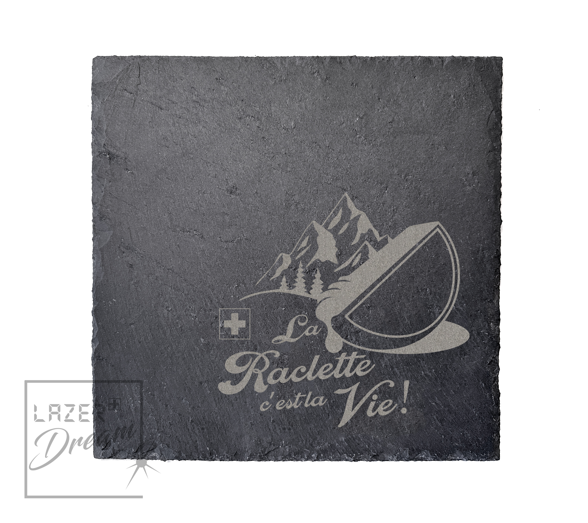 25x25cm Slate board with Swiss motifs / Planche apéro en ardoise avec motifs Suisse
