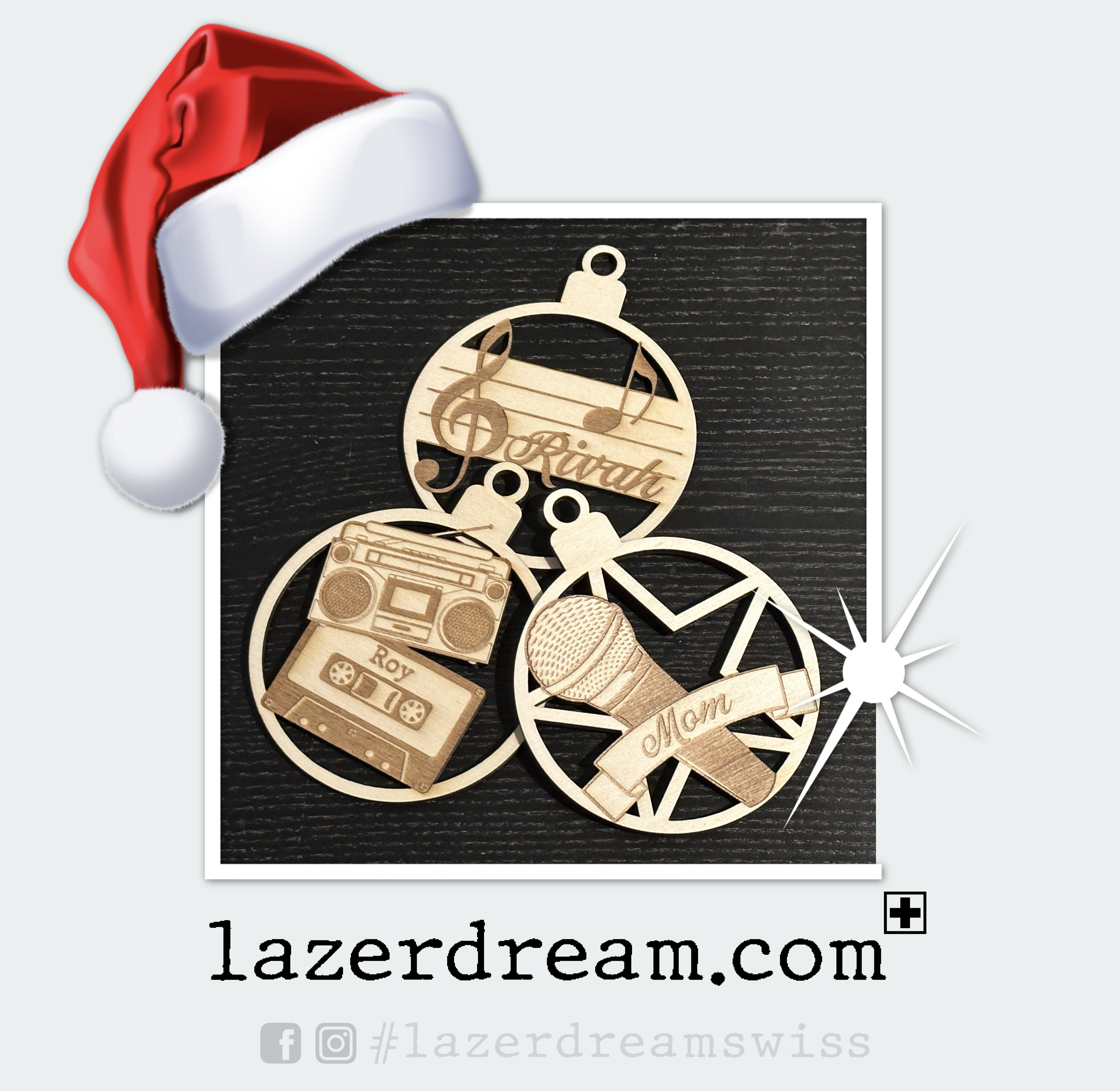 9x11.25x0.3cm Wooden holiday ornament - Customizable / Décoration de Noël en bois personnaliable