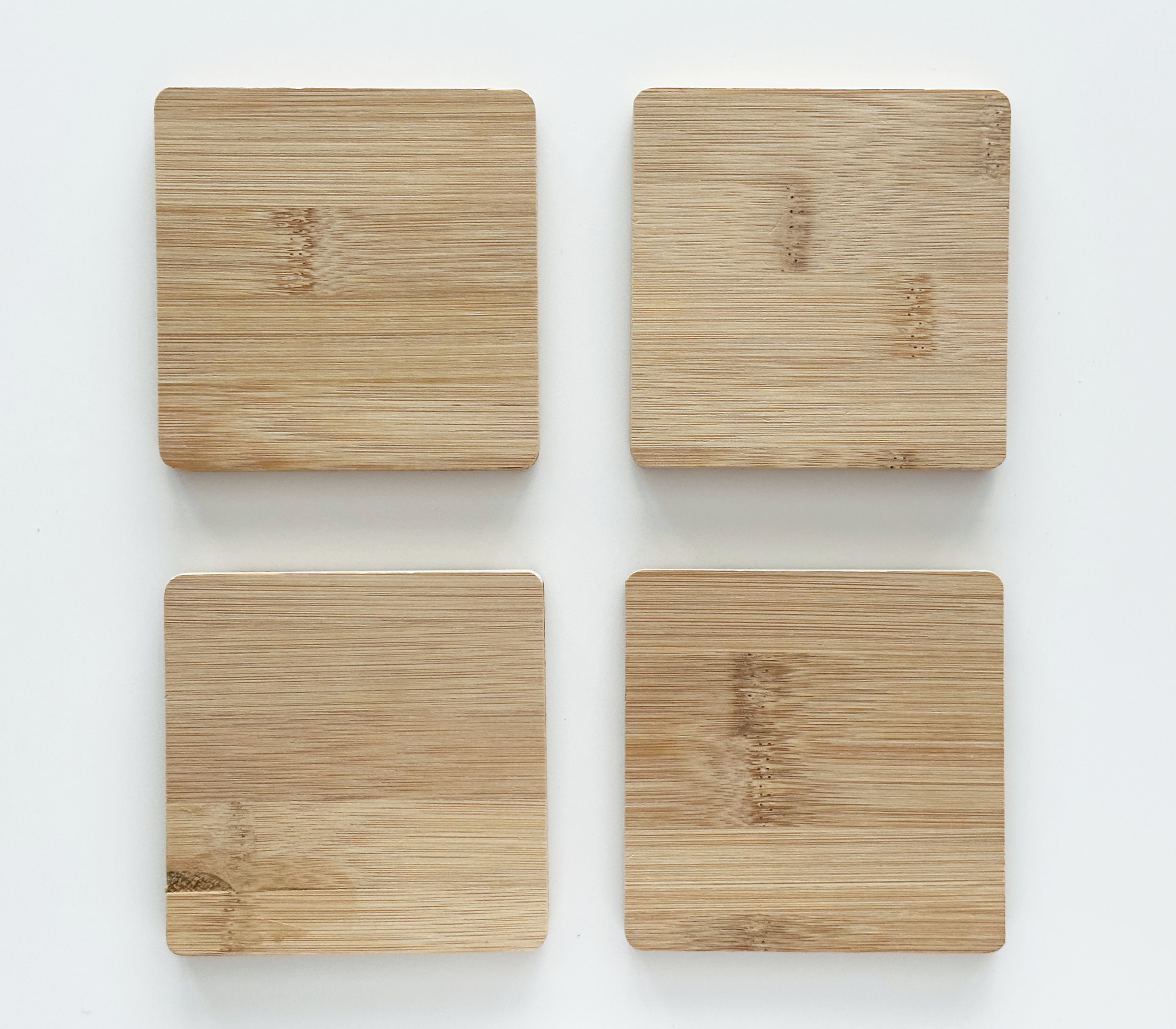 Bamboo coaster square with your logo or motif / Dessous de verre carré en bambou avec votre logo ou motif