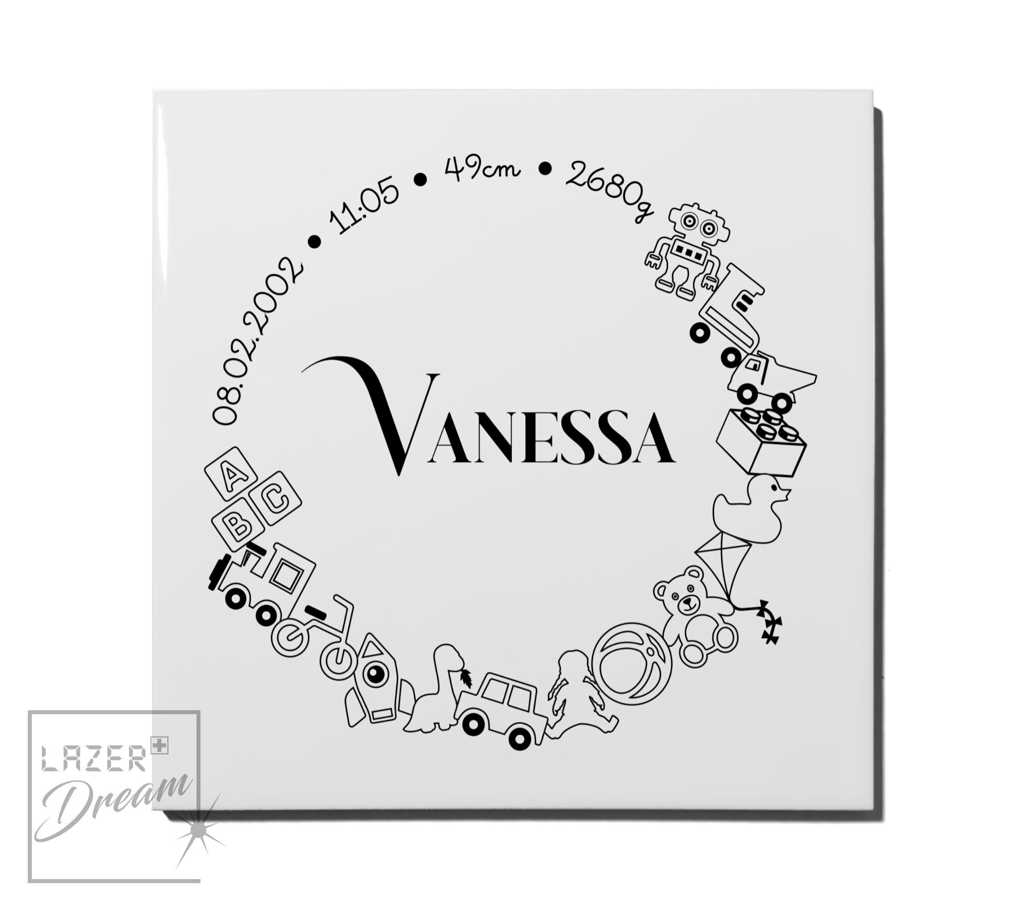 20x20cm White ceramic tile special event decor / Événements spéciaux décor en carreau de faïence