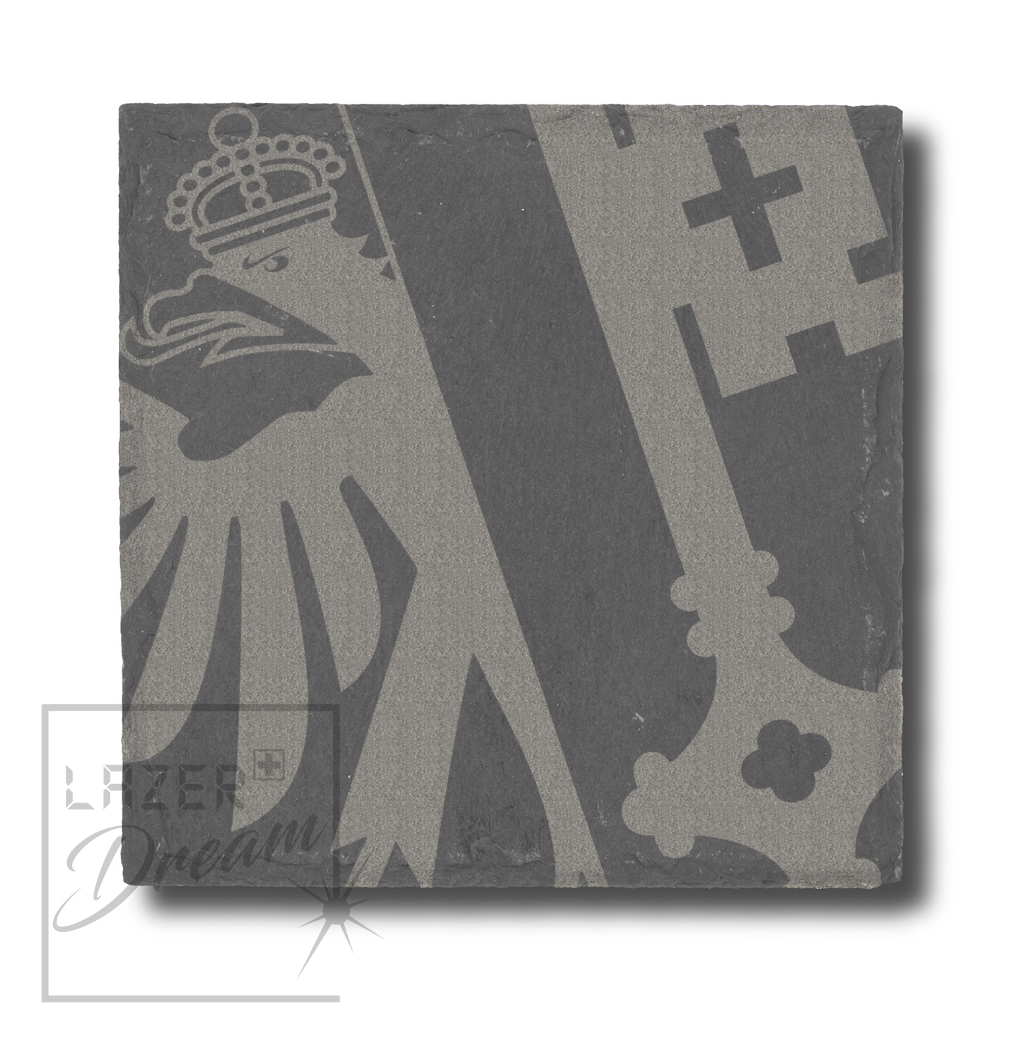 Slate coasters with Swiss Cantons inspired motifs / Dessous de verre en ardoise avec motifs inspirés par les Cantons Suisses