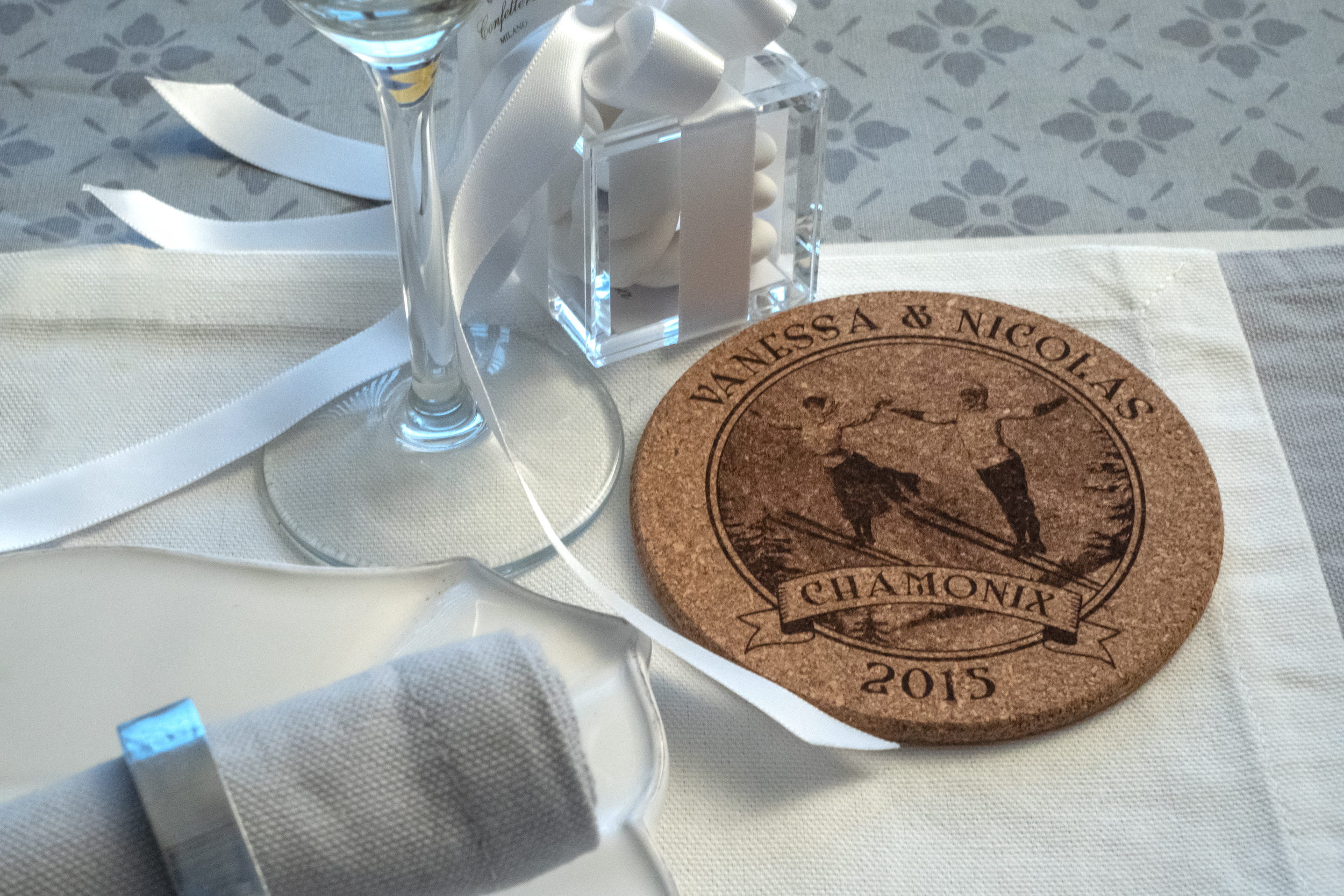 Cork coasters - Wedding collection / Dessous de verre en liège avec collection mariage