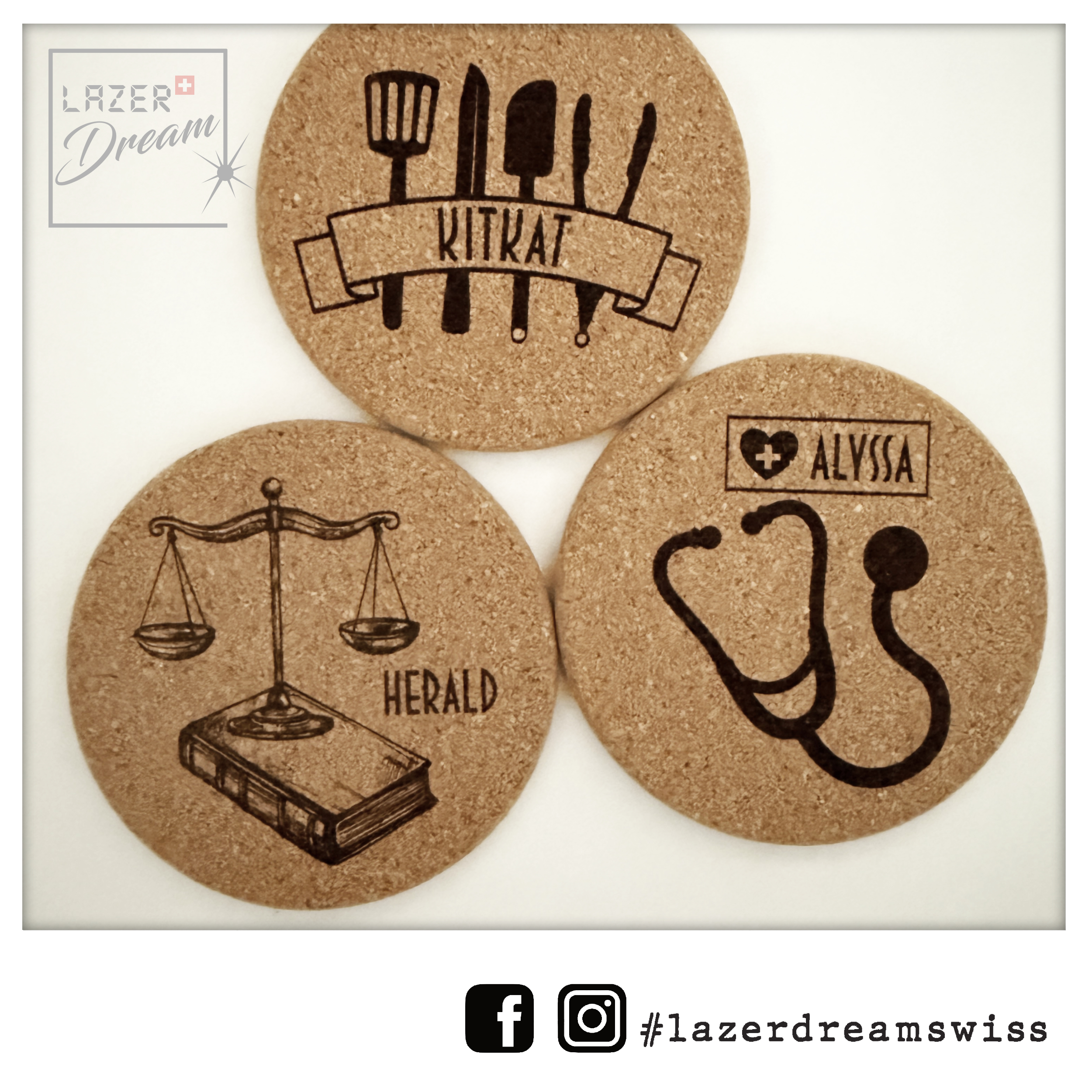 Cork coasters - Customizable / Dessous de verre en liège personnalisables