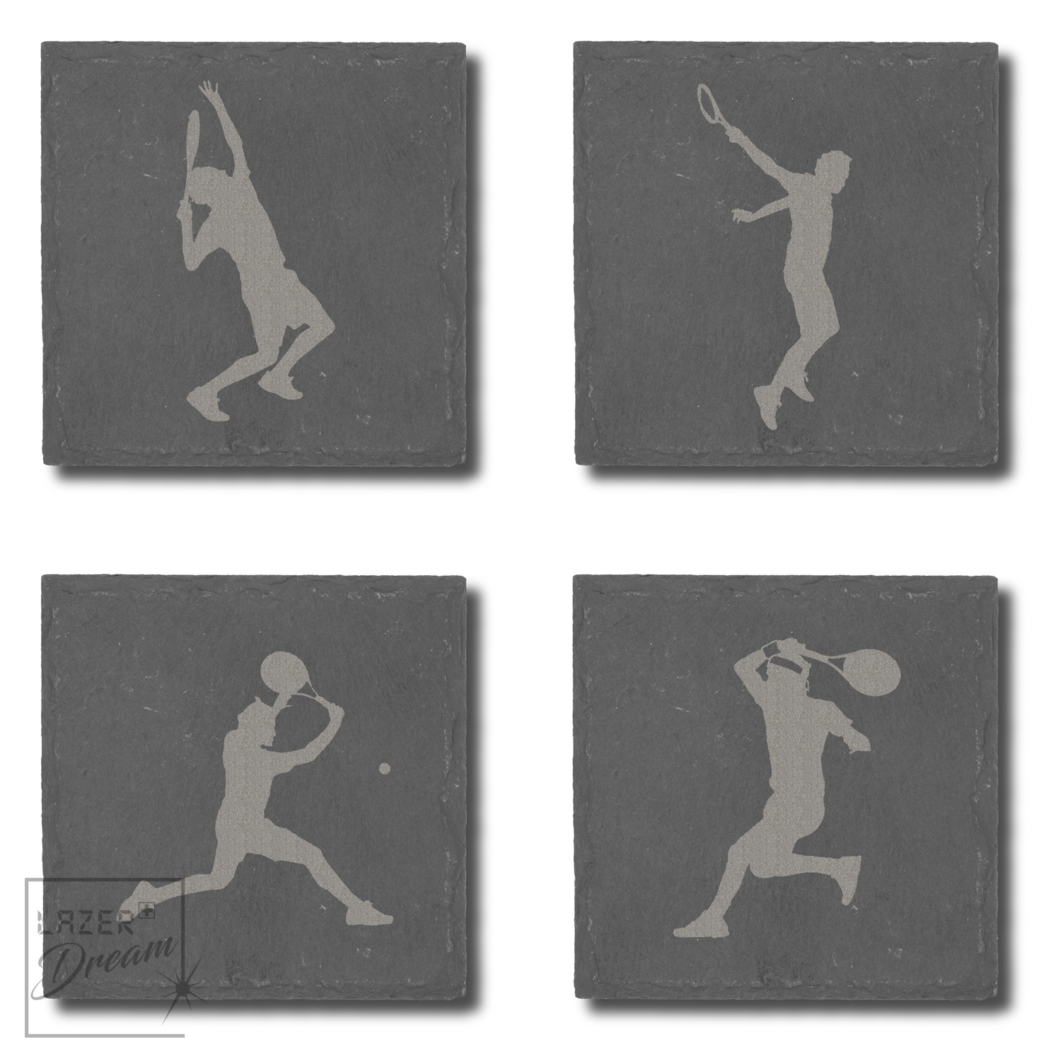 Slate coasters with Swiss sports motifs  / Dessous de verre en ardoise avec motifs sports Suisse