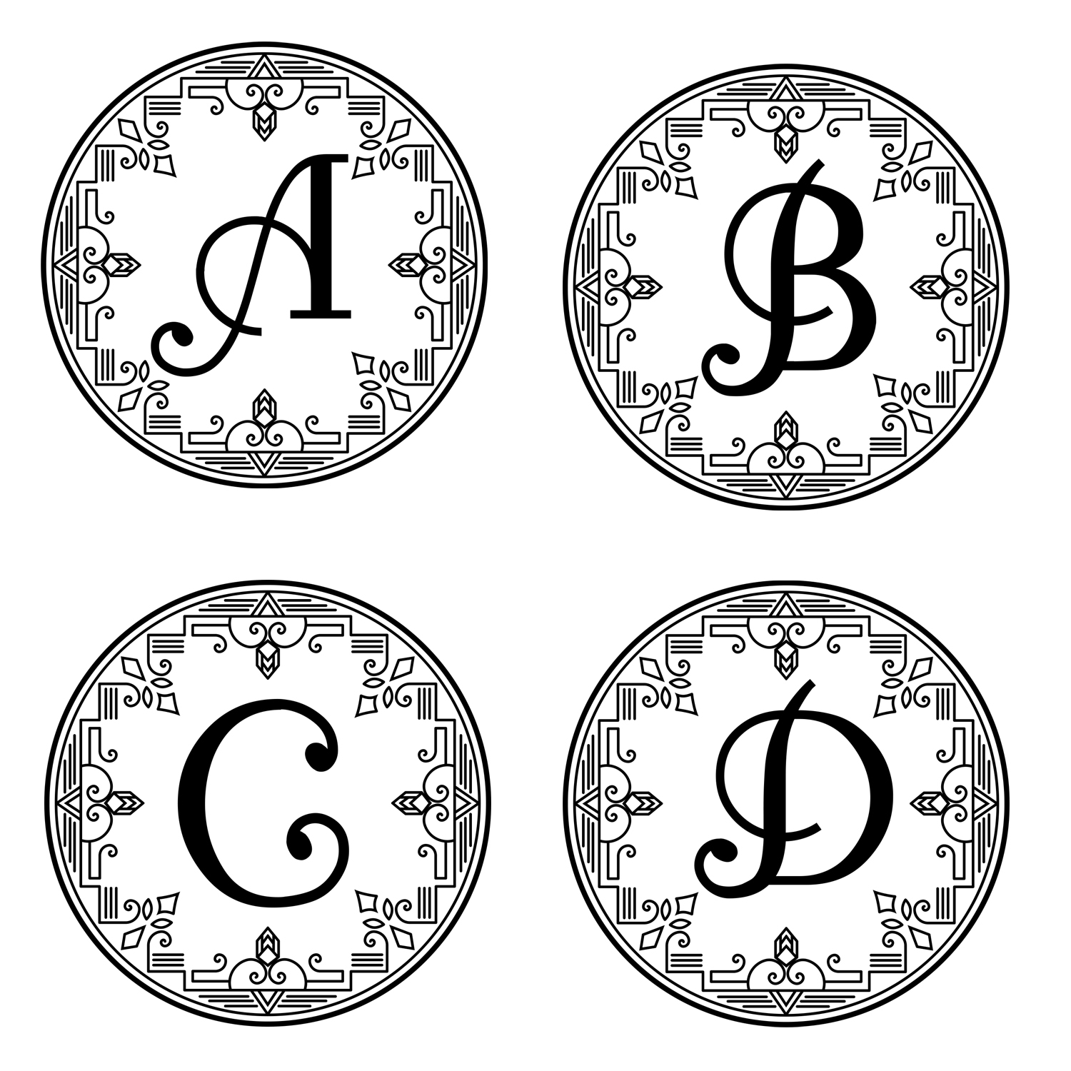 10cmØ Slate coasters with monogram motif - Customizable / Dessous de verre en ardoise avec monogram personnalisable