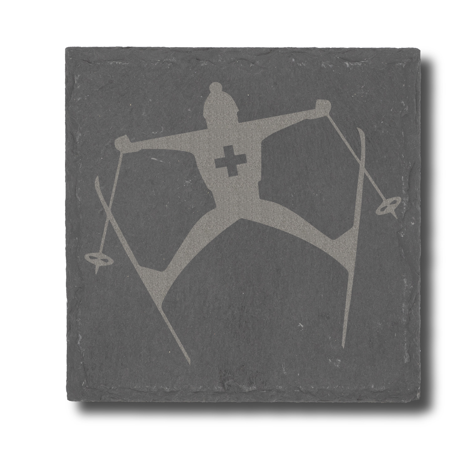 Slate coasters with Swiss sports motifs  / Dessous de verre en ardoise avec motifs sports Suisse