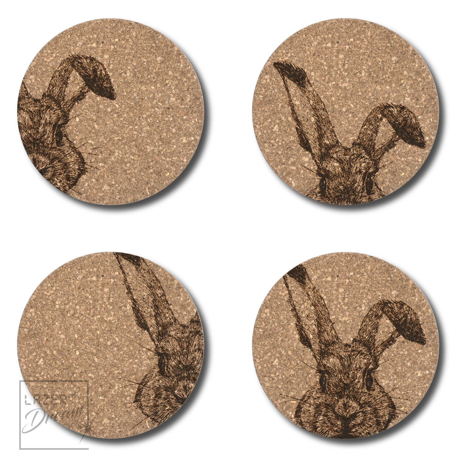 Cork coasters with pet motifs  / Dessous de verre en liège avec motifs d'animaux de compagnie