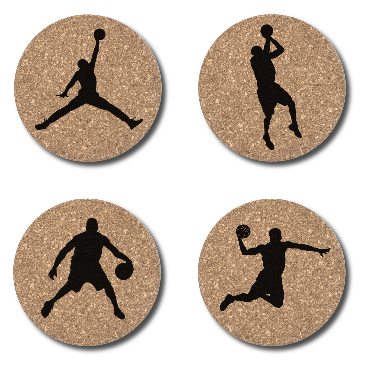 Cork coasters with Sports motifs  / Dessous de verre en liège avec motifs sports