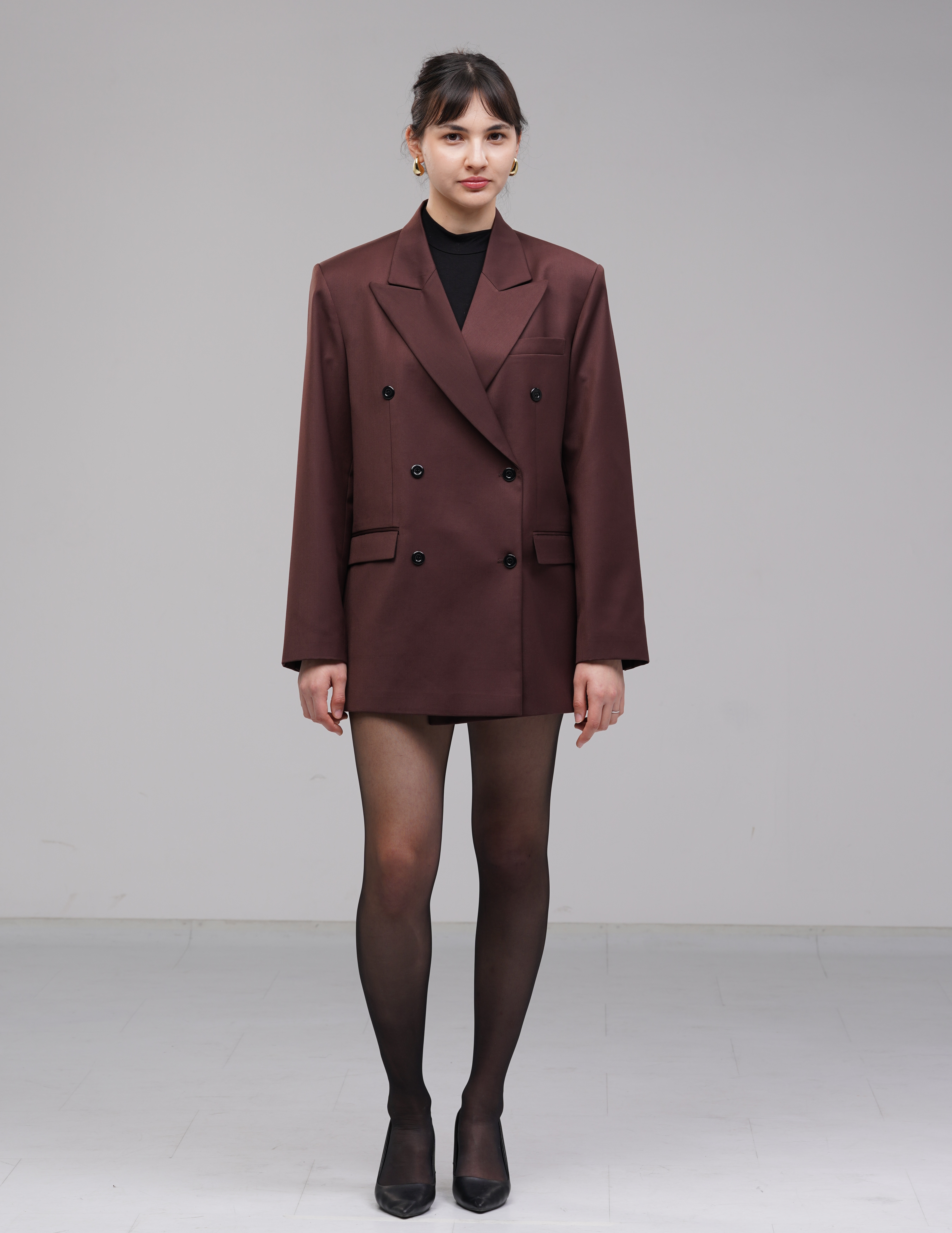 Double-breasted choco brown blazer