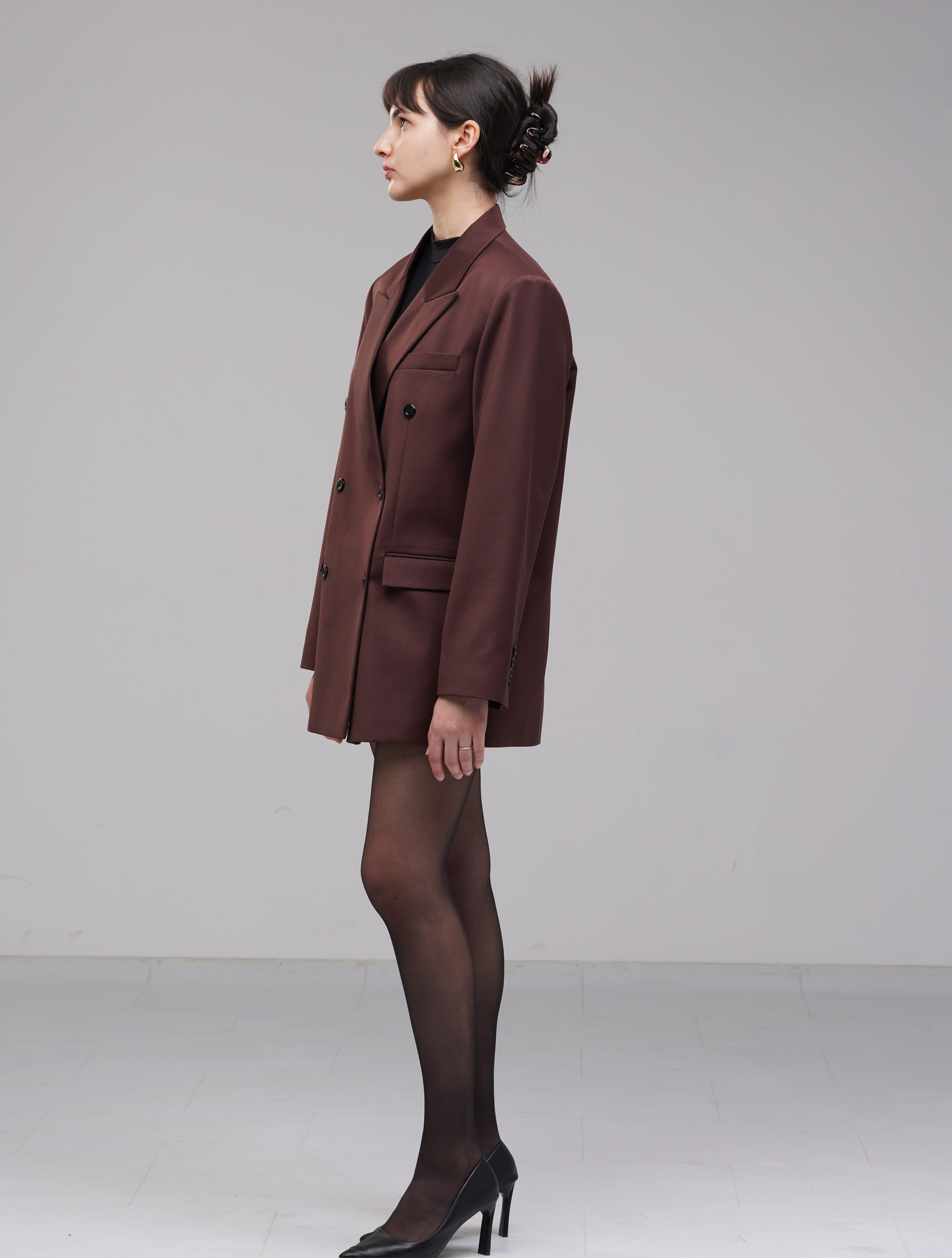 Double-breasted choco brown blazer