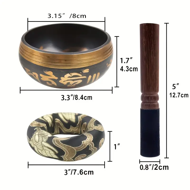 Handcrafted Meditation Singing Bowl Set with Bag 