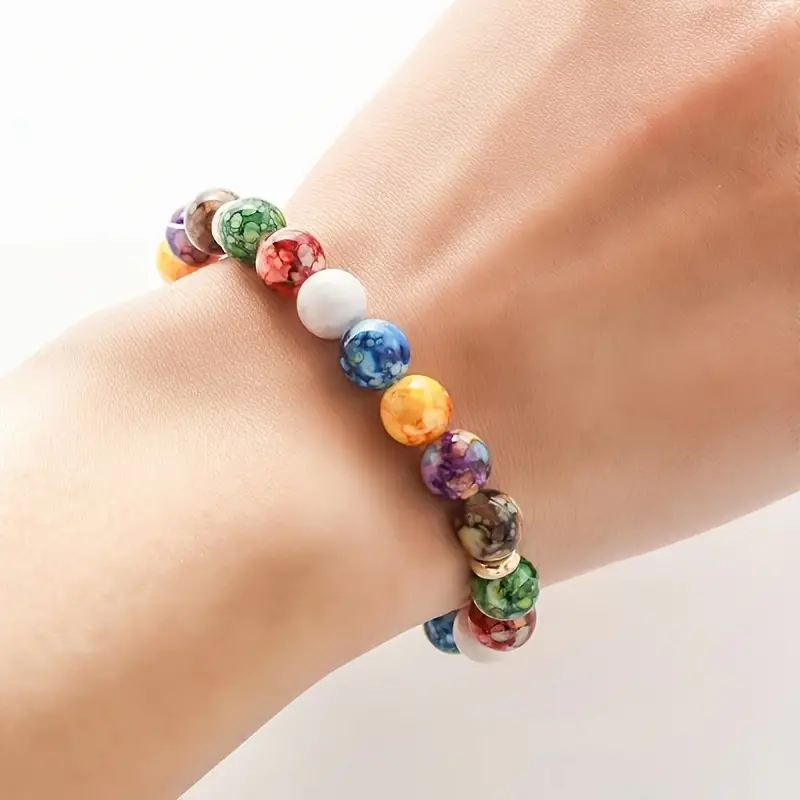 7 Chakra Healing Bracelet with Synthetic Glass Stones