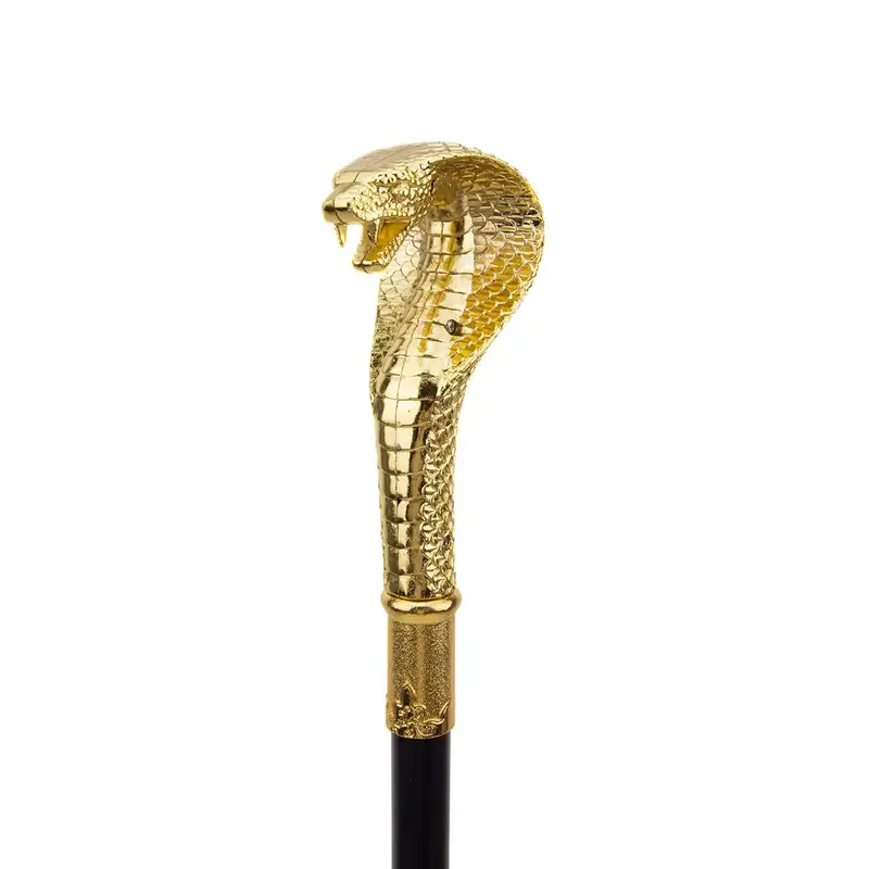 Elegant Golden Alloy Snake-Handle Walking Stick 36.61''