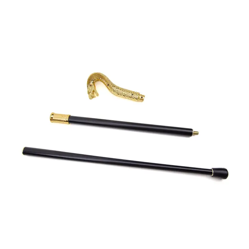 Elegant Golden Alloy Snake-Handle Walking Stick 36.61''