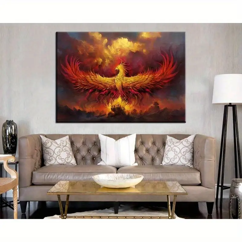 7pcs/set, 39.3*29.5 Inches Cool Fire Phoenix Background Wall Tapestry 