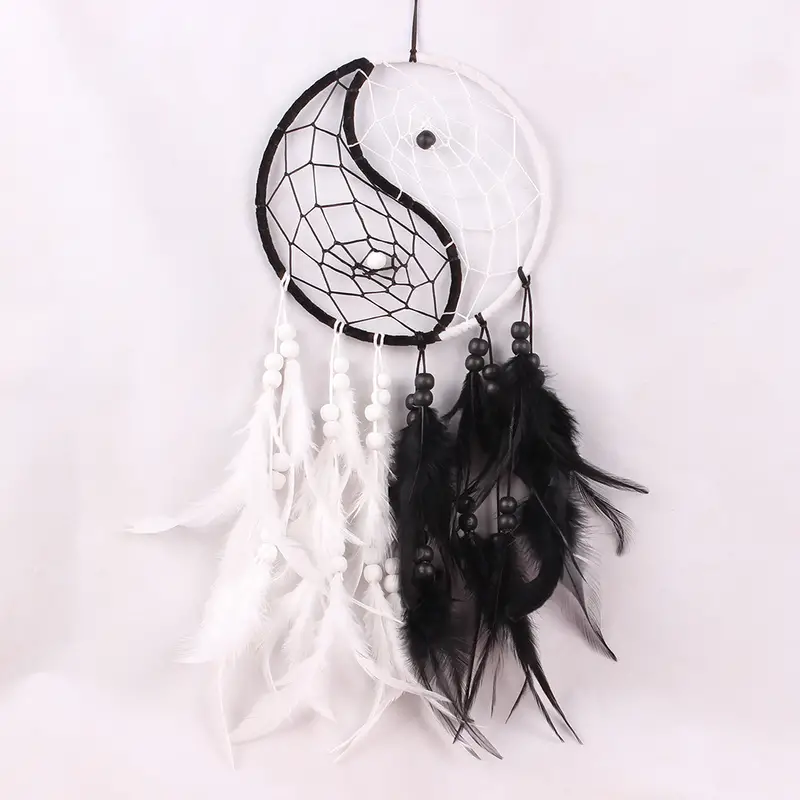 1pc Handcrafted Black & White Dream Catcher