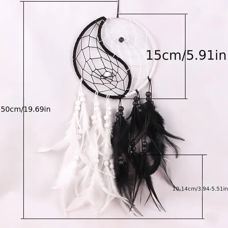 1pc Handcrafted Black & White Dream Catcher
