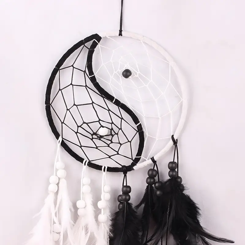 1pc Handcrafted Black & White Dream Catcher