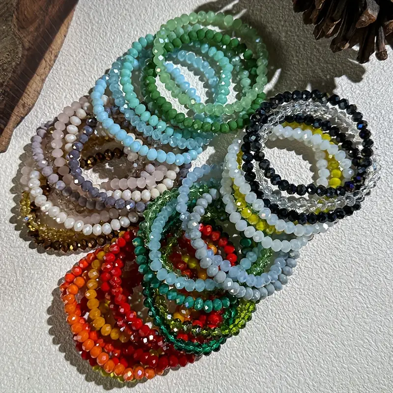 Boho-Chic Colorful Faux Crystal Bead Bracelet Set